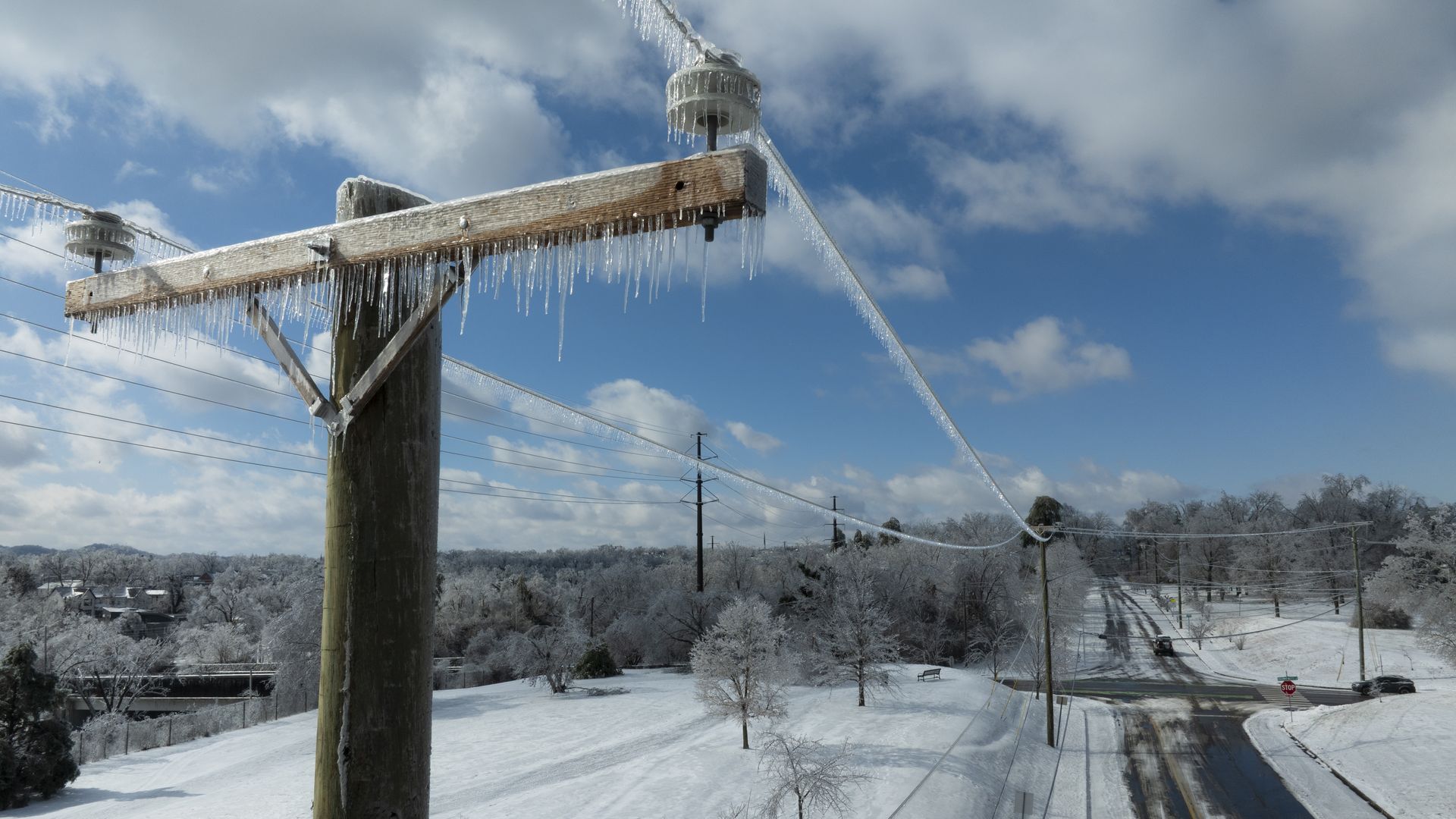 Nashville power lines following the ice storm