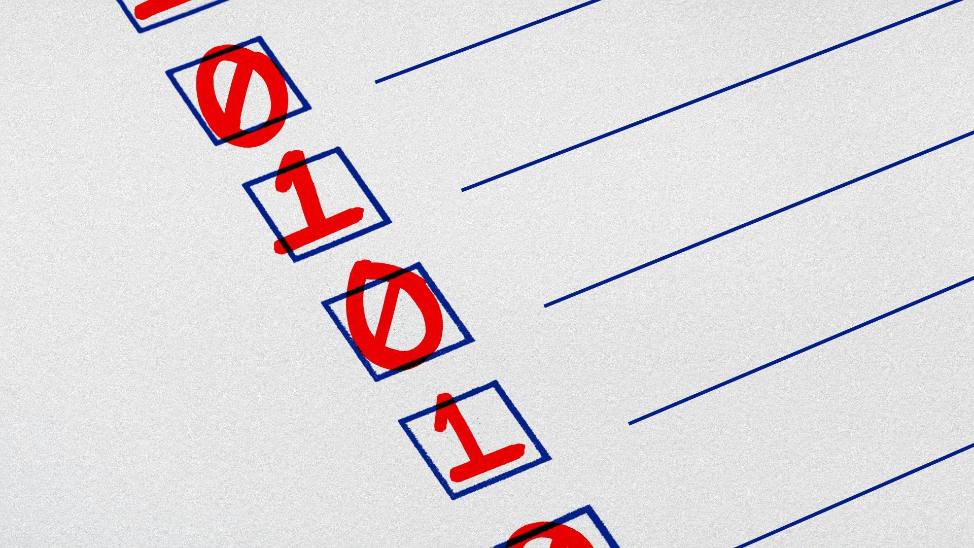 an illustration of a checklist with 0s and 1s in place of checkmarkets