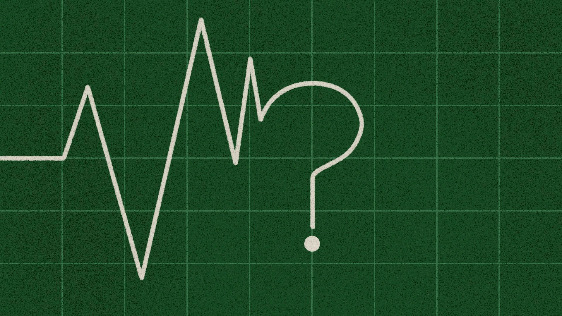 Illustration of a heart beat monitor screen with a question mark.