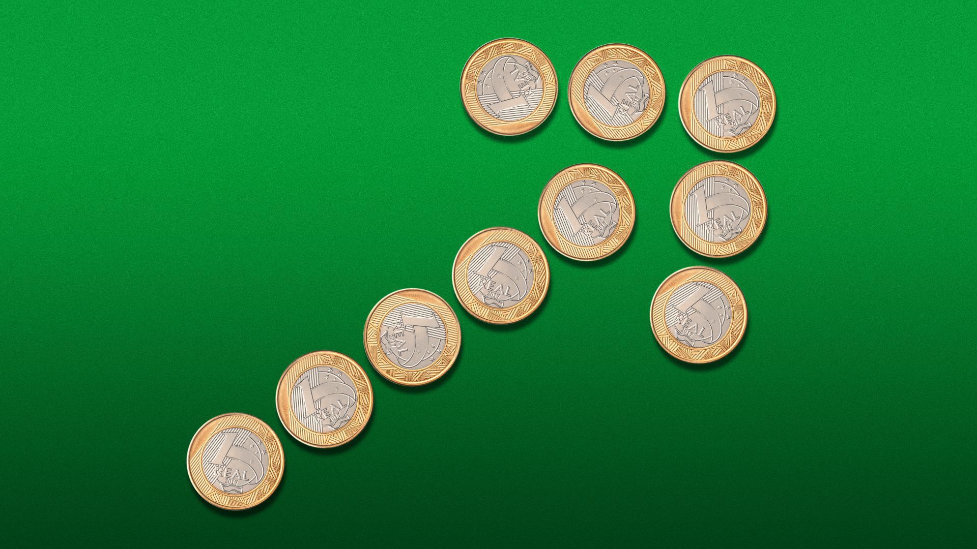 Illustration of an arrow made of Brazilian real.