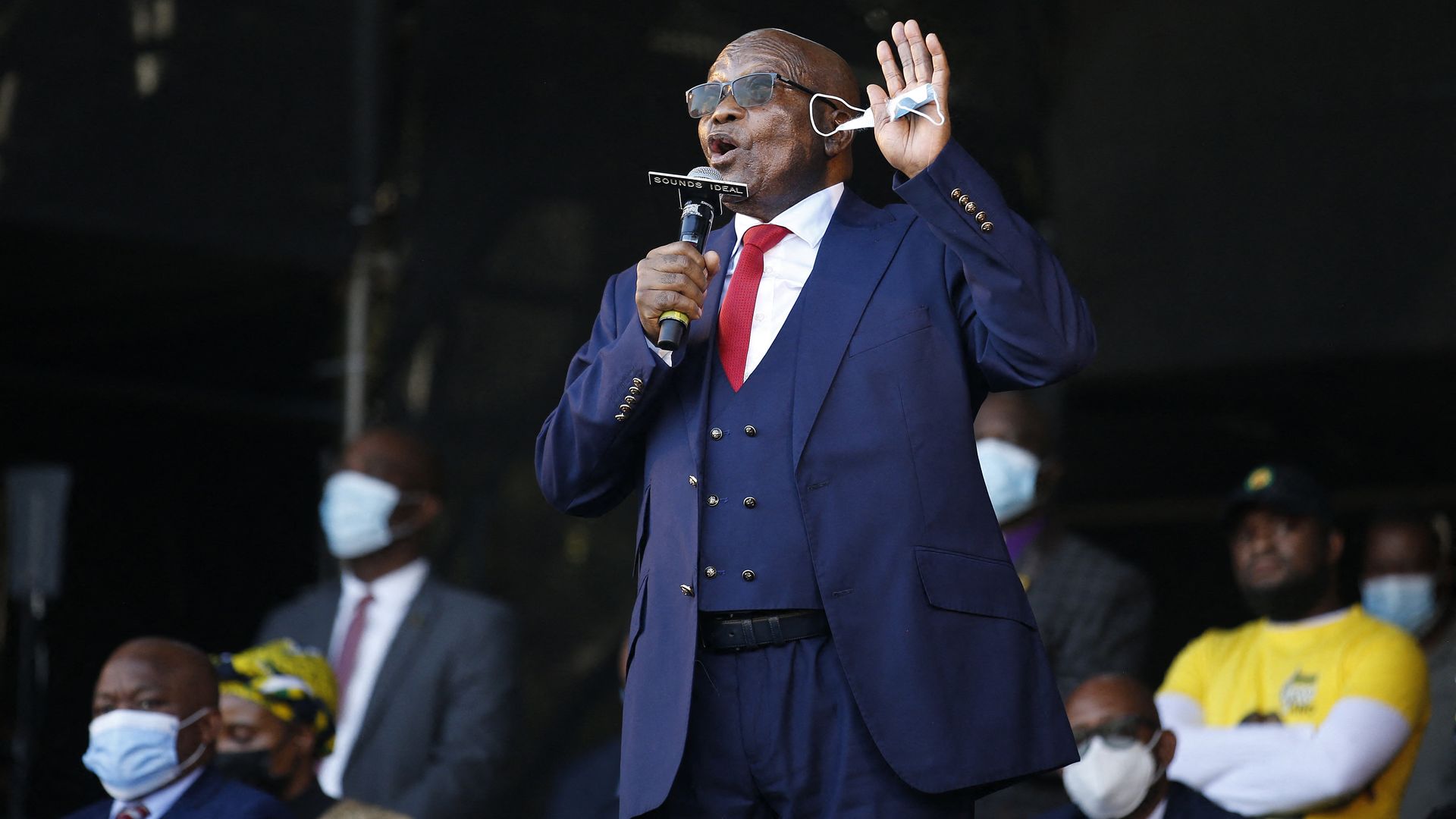 Former South African President Jacob Zuma addresses his supporters.