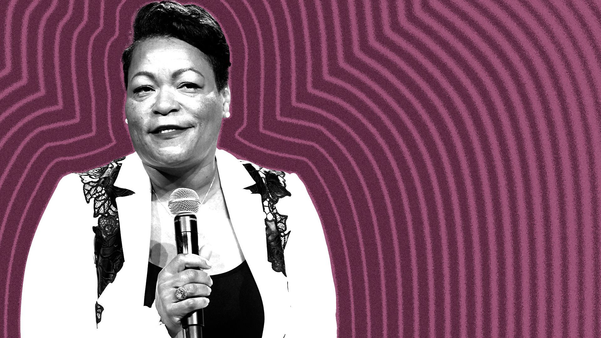 Photo illustration of LaToya Cantrell with lines radiating from her.