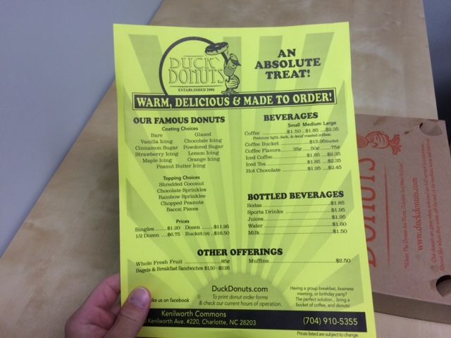 duck donuts menu