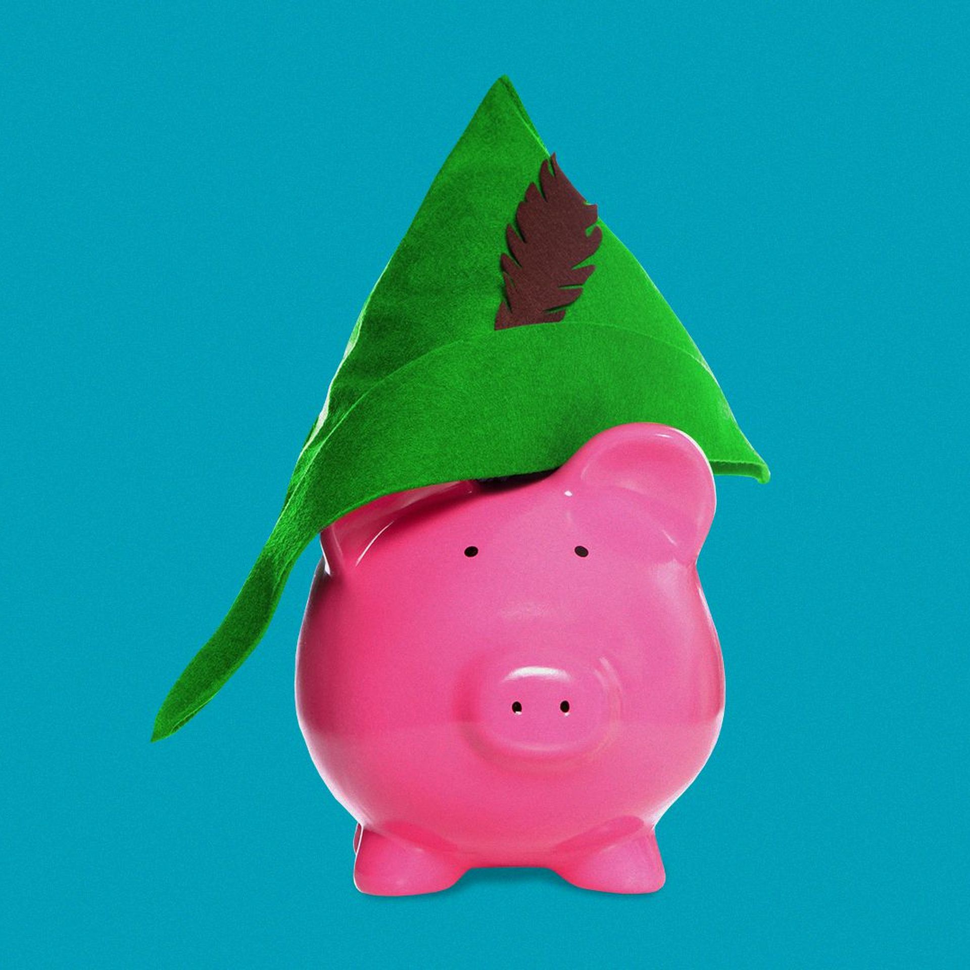 Illustration of a piggybank wearing a Robin Hood hat.