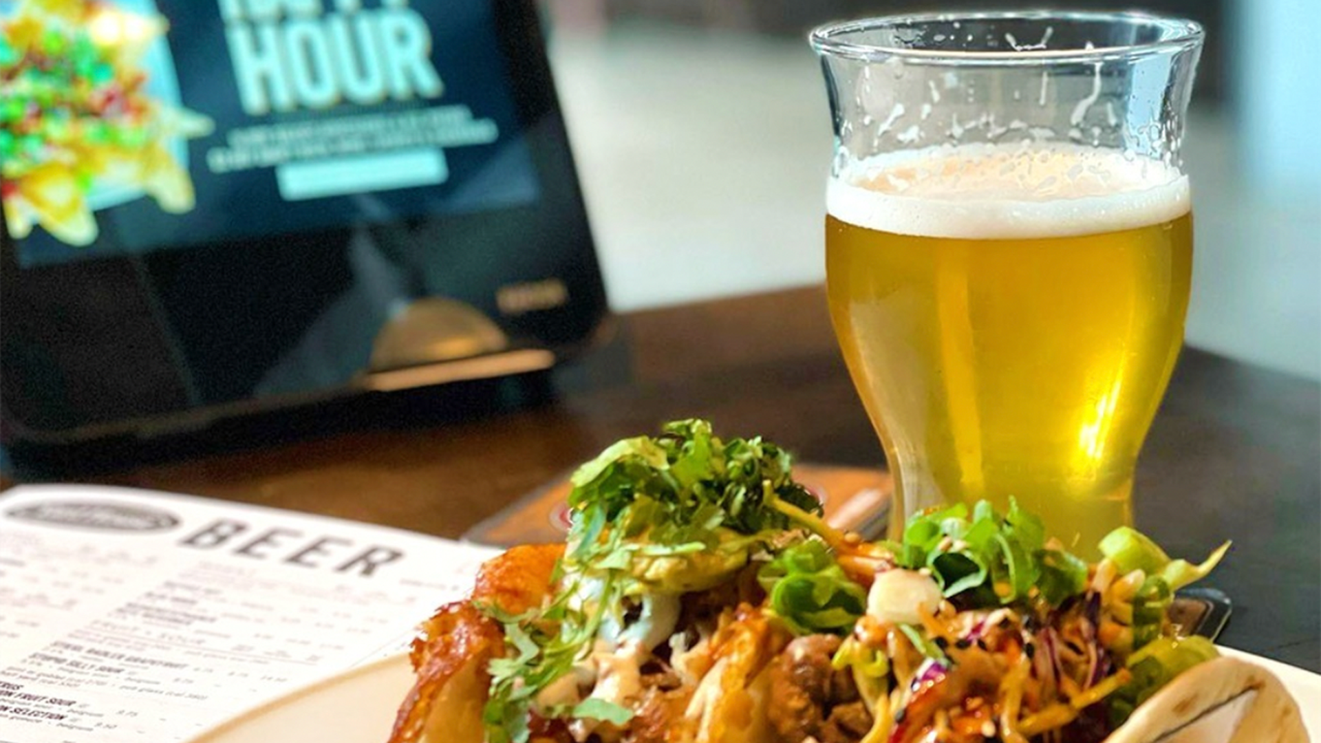 Tacos and draft beer at Yard House in Raleigh