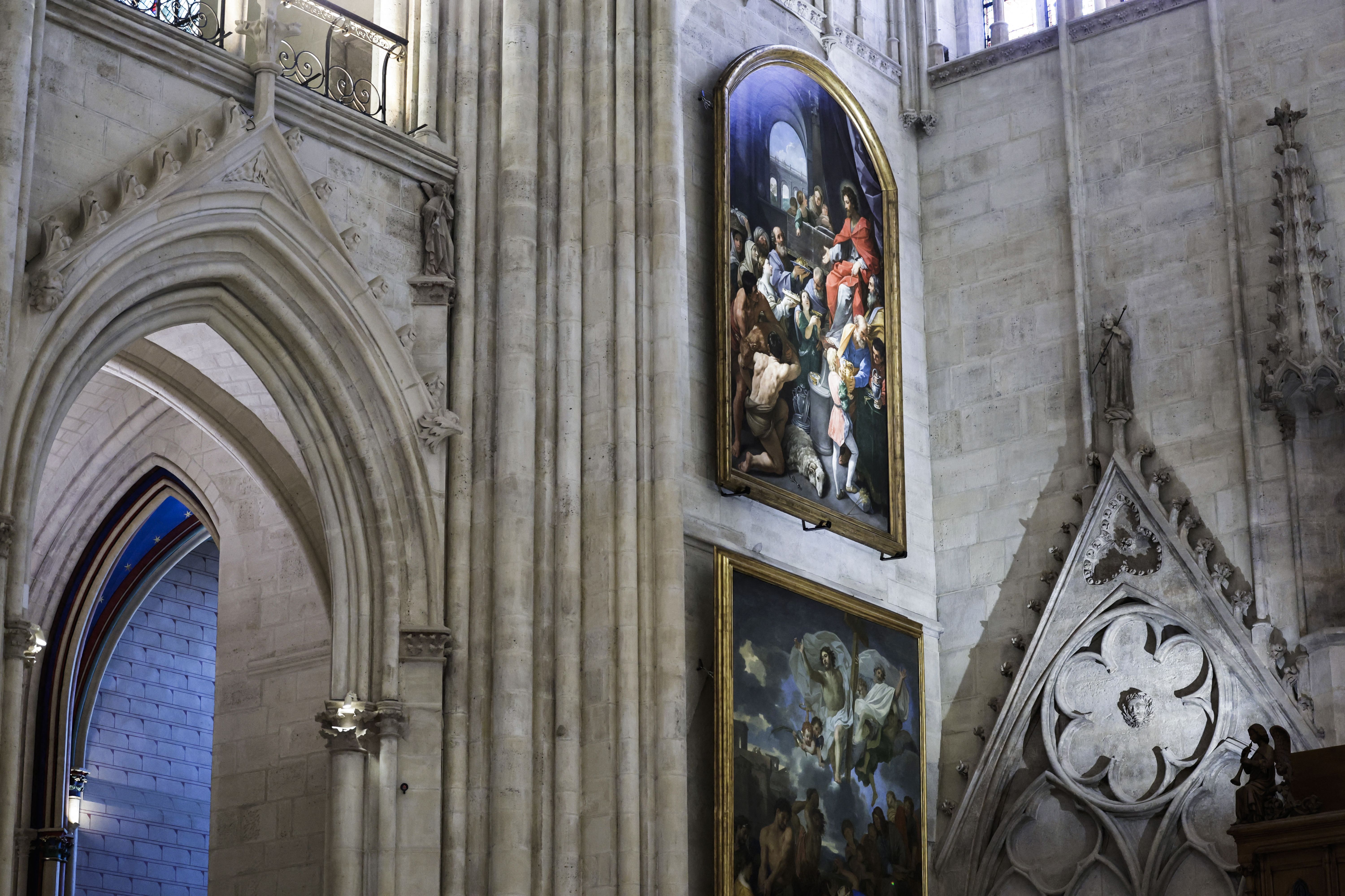 Paintings are seen inside the cathedral 