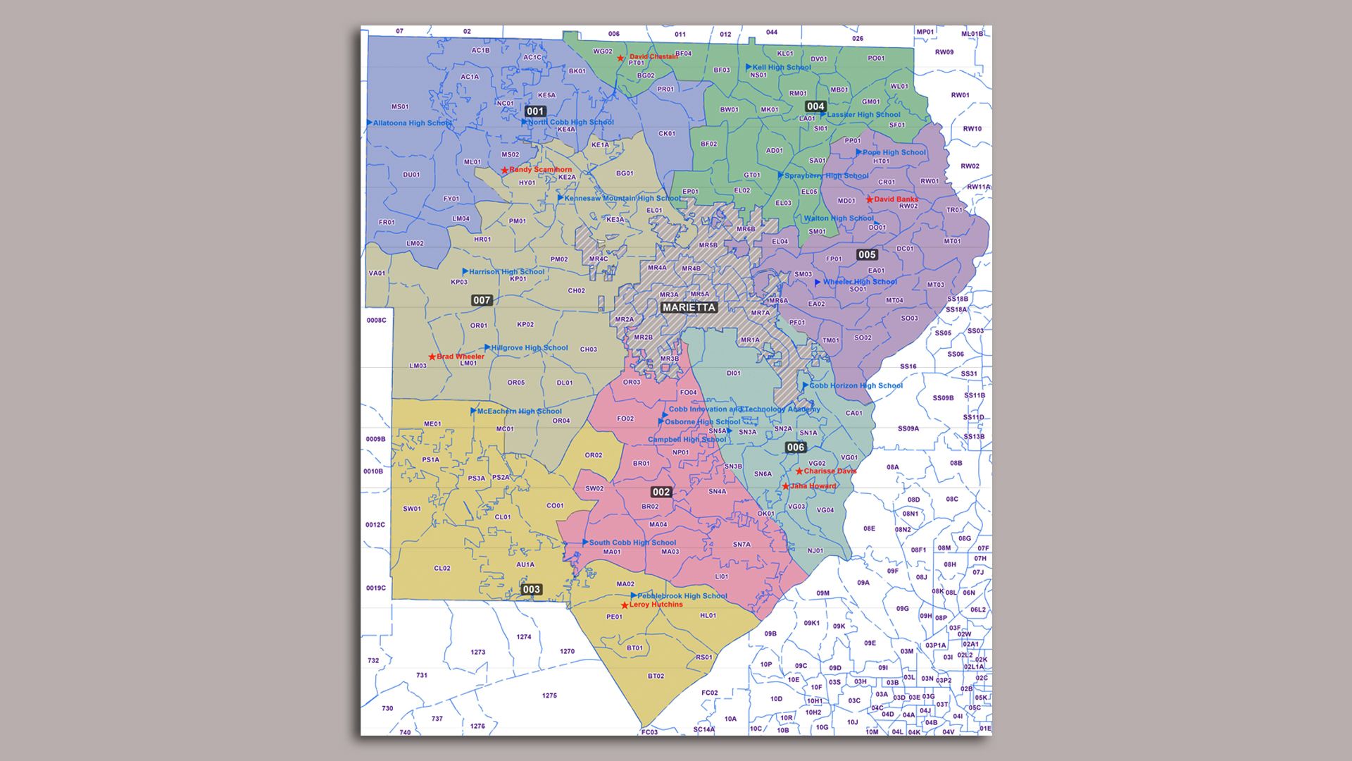 Cobb school board district map