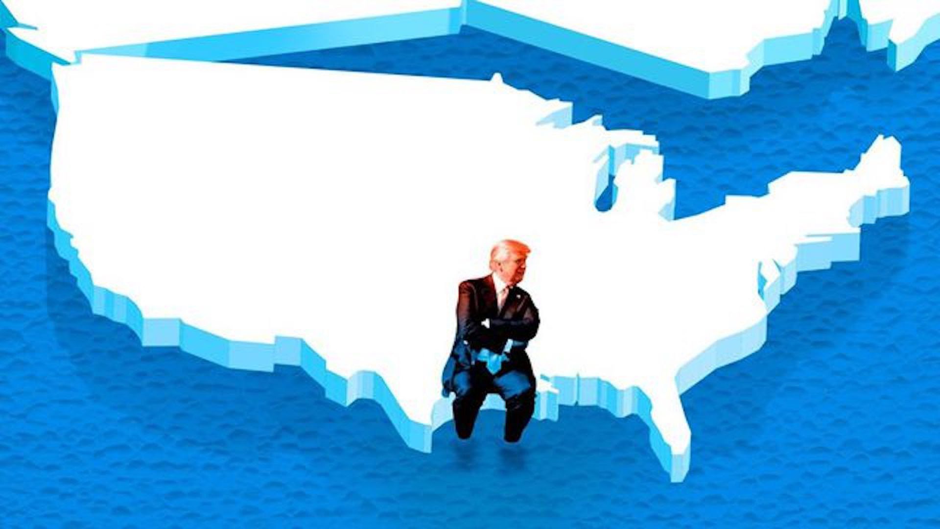 illustration of donald trump sitting on an snow united states
