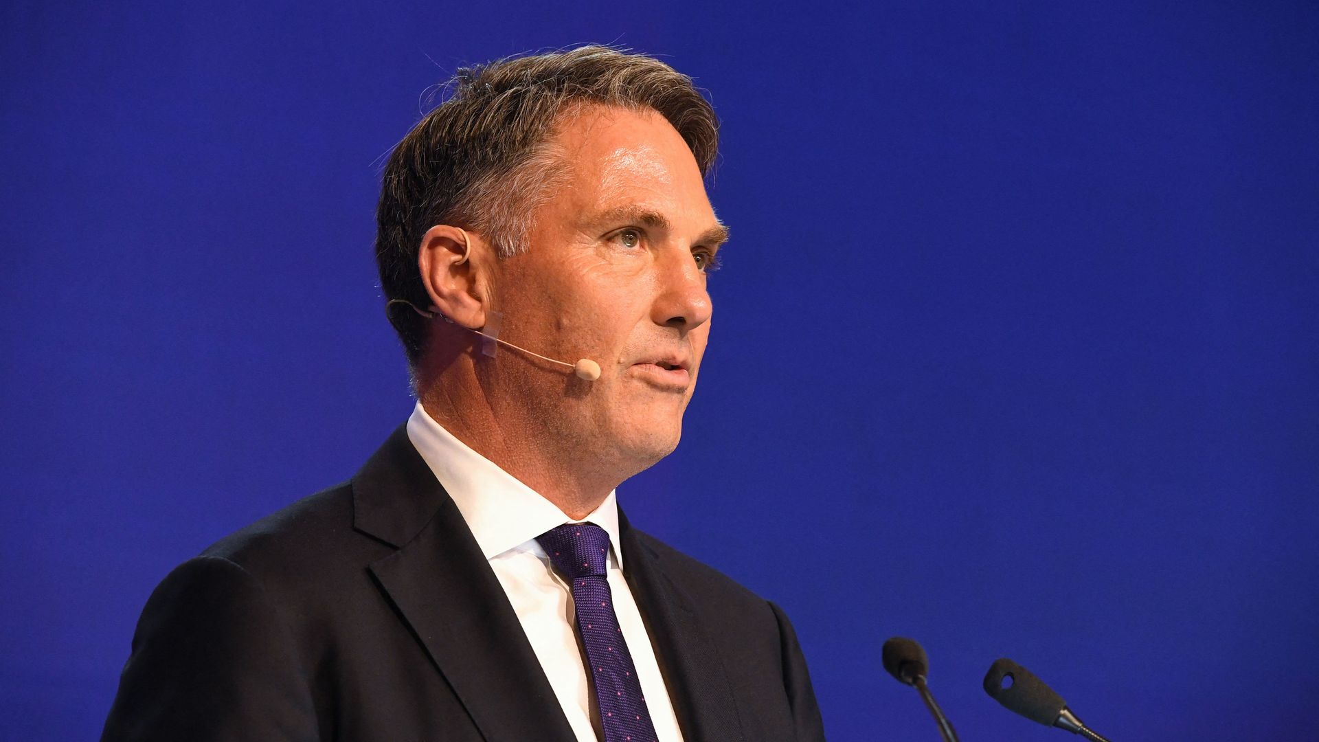 Australia's Deputy Prime Minister and Minister of Defence Richard Marles speaks at the Shangri-La Dialogue summit in Singapore on June 11, 2022