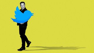 Photo illustration of Elon Musk holding the Twitter logo