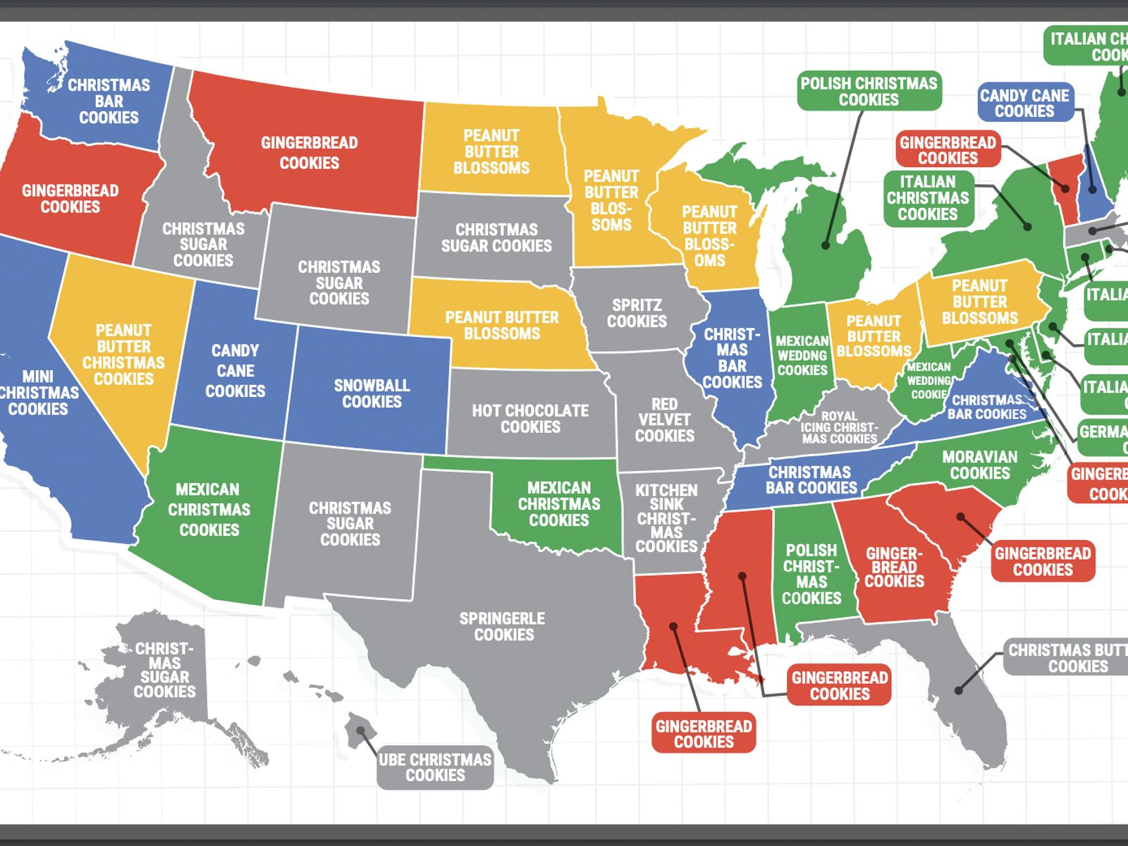レア US INDIE POP MAP インディーポップマップ クッキーシーン Christmas cookies: Google releases states' most searched holiday