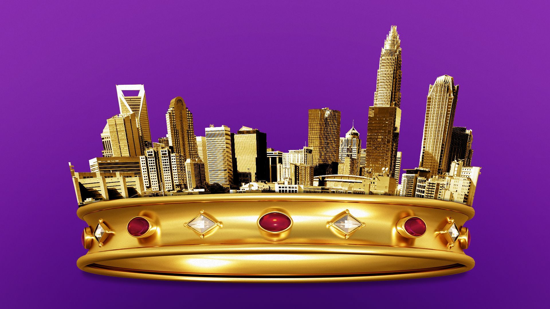 Illustration of the Charlotte skyline as the top of a crown.