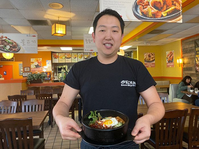 Byung Choi with bibimbap at Choi's Korea & Wing