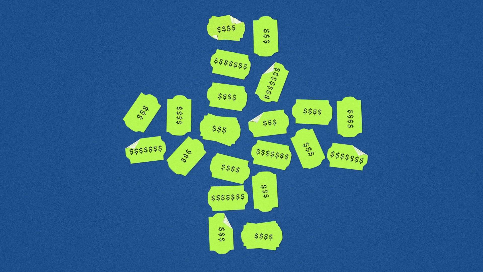 an illustration of a health cross made out of green price stickers