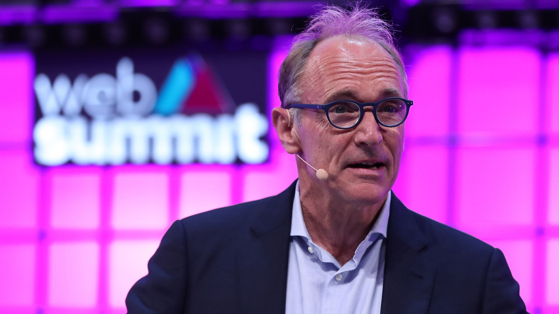 World Wide Web's Inventor and Web Foundation's Founding Director Tim Berners-Lee speaks during the Web Summit 2018 in Lisbon, Portugal on November 5, 2018. 