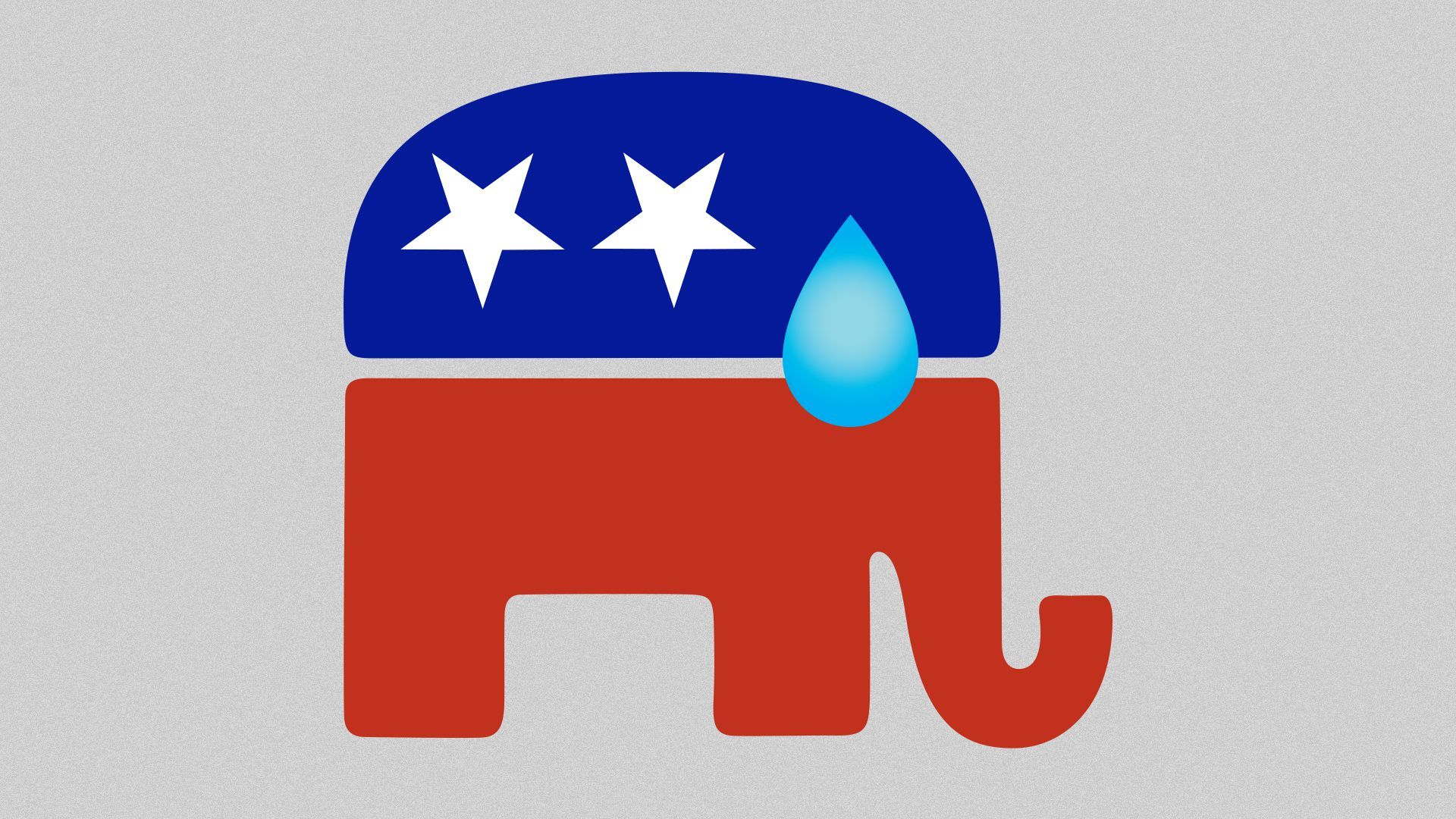 Illustration of the GOP logo sweating.