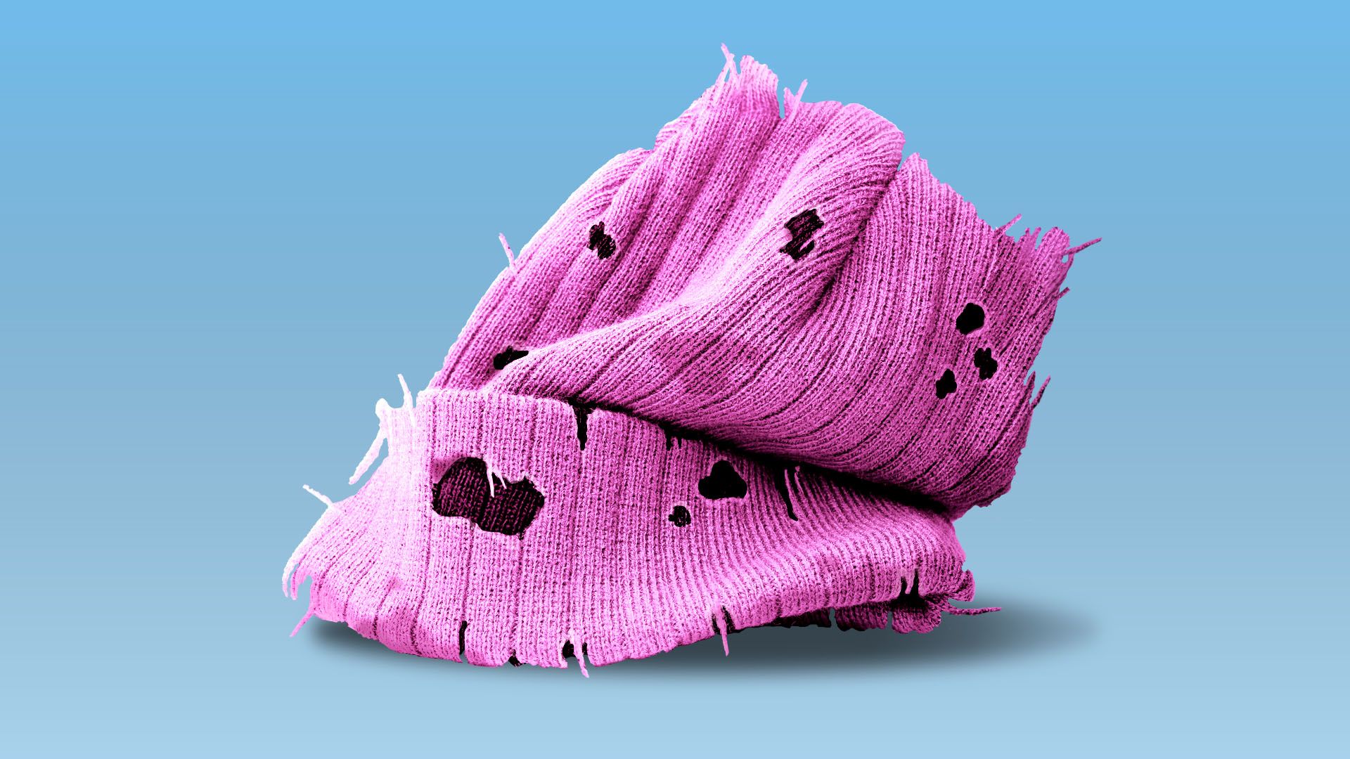 Illustration of pussy hat unravelling 