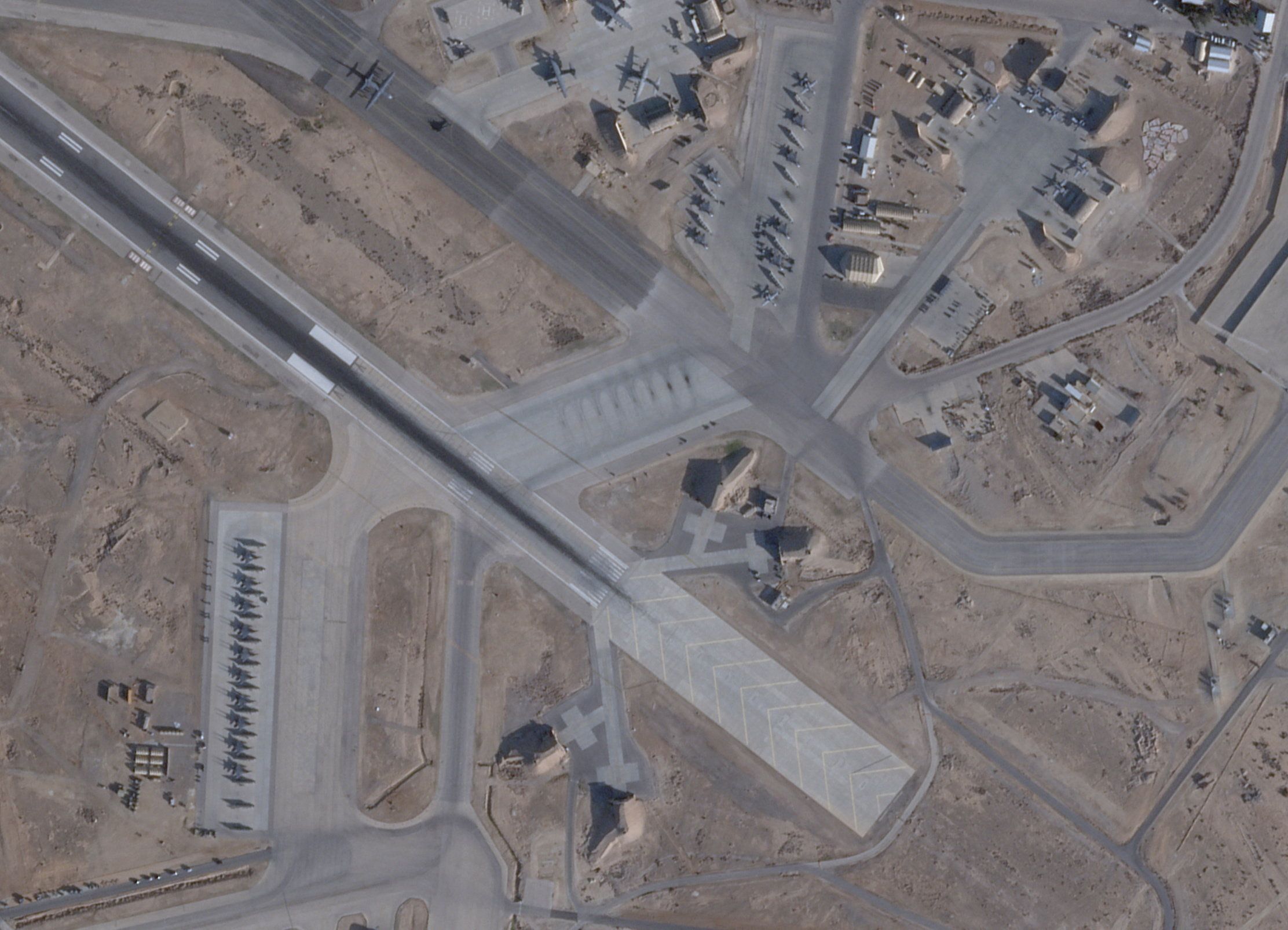 A satellite image taken in February of Muwaffaq Salti Air Base in Jordan