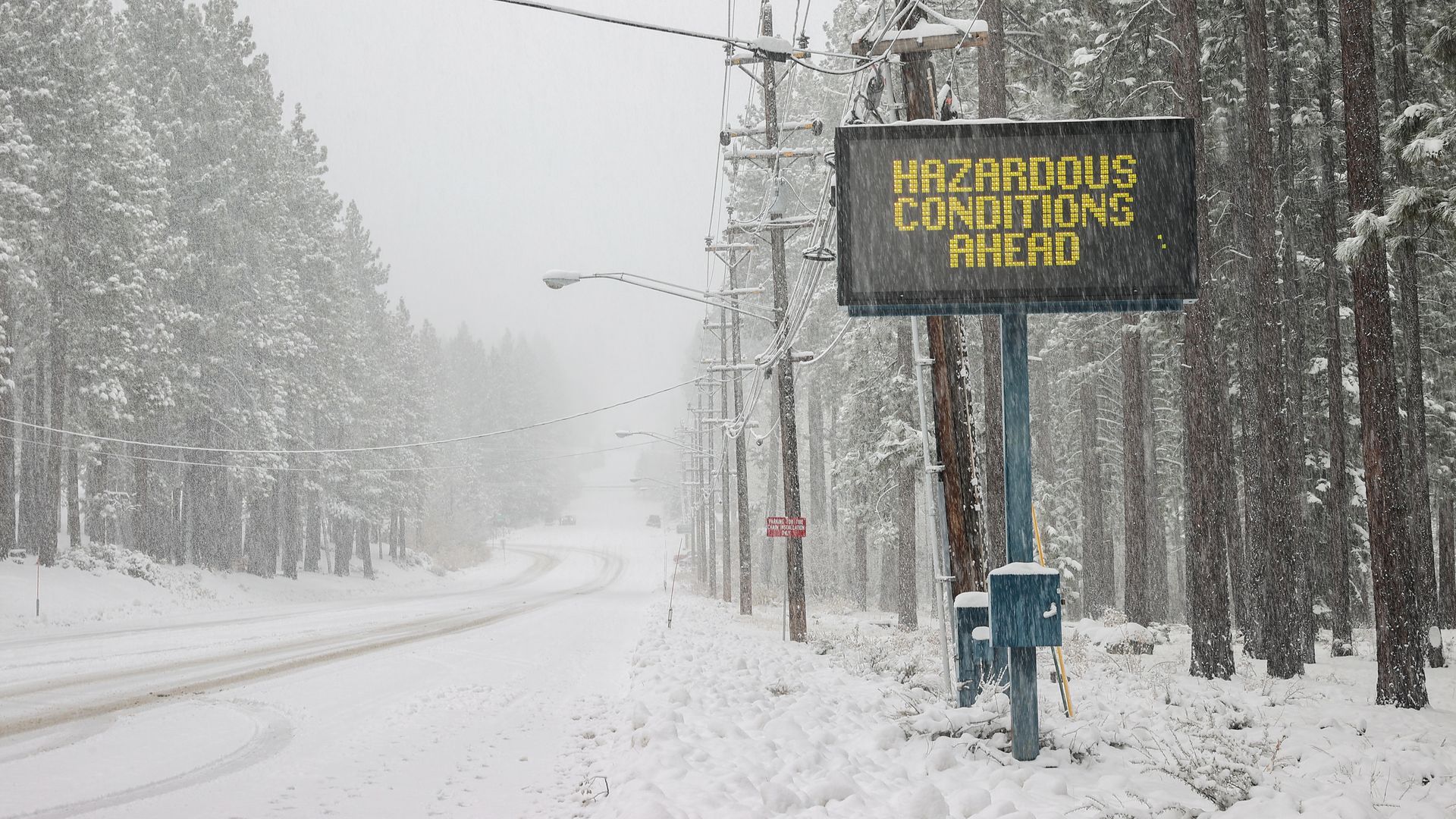 Snow covered road in Tahoe