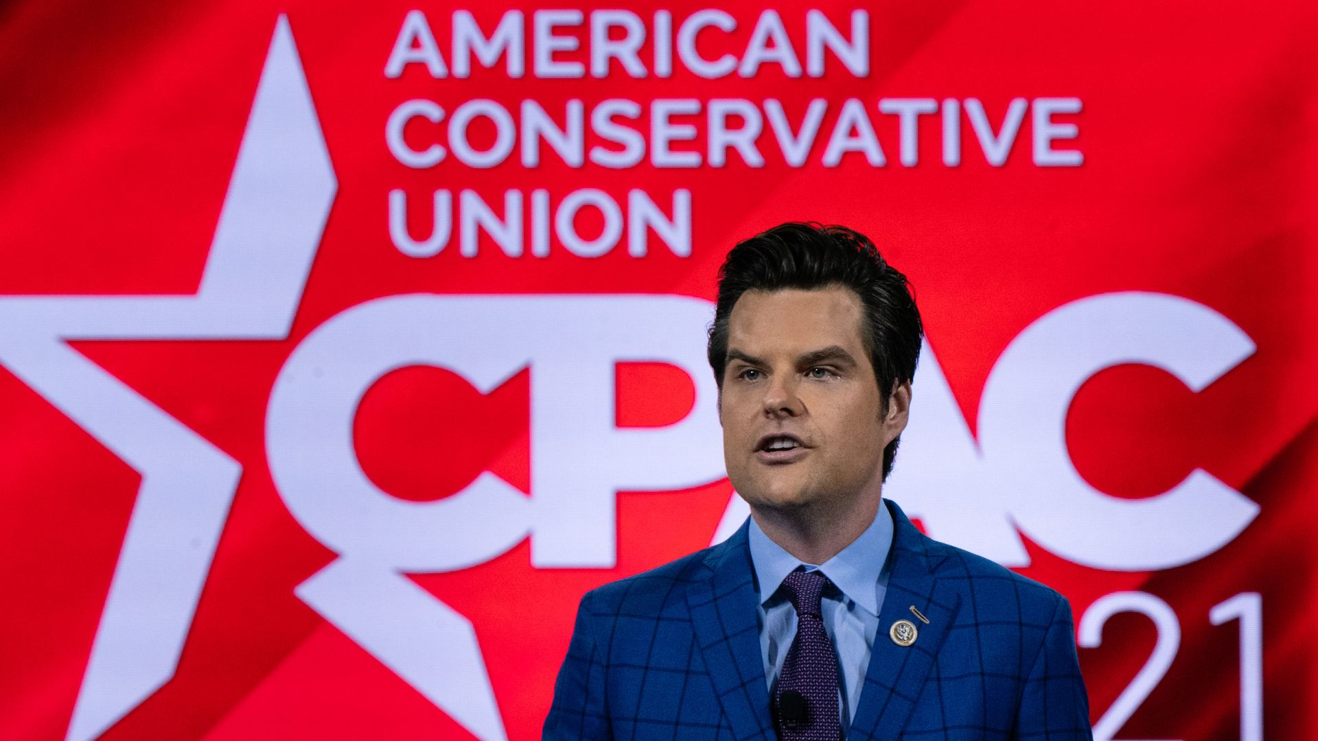Representative Matt Gaetz, a Republican from Florida, speaks during the Conservative Political Action Conference (CPAC) 