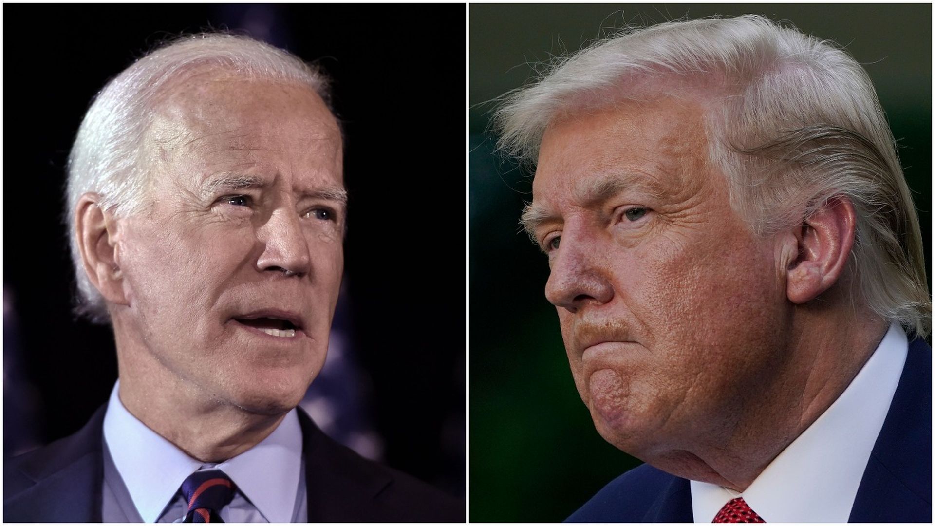 Pic stitch of joe biden and donald trump