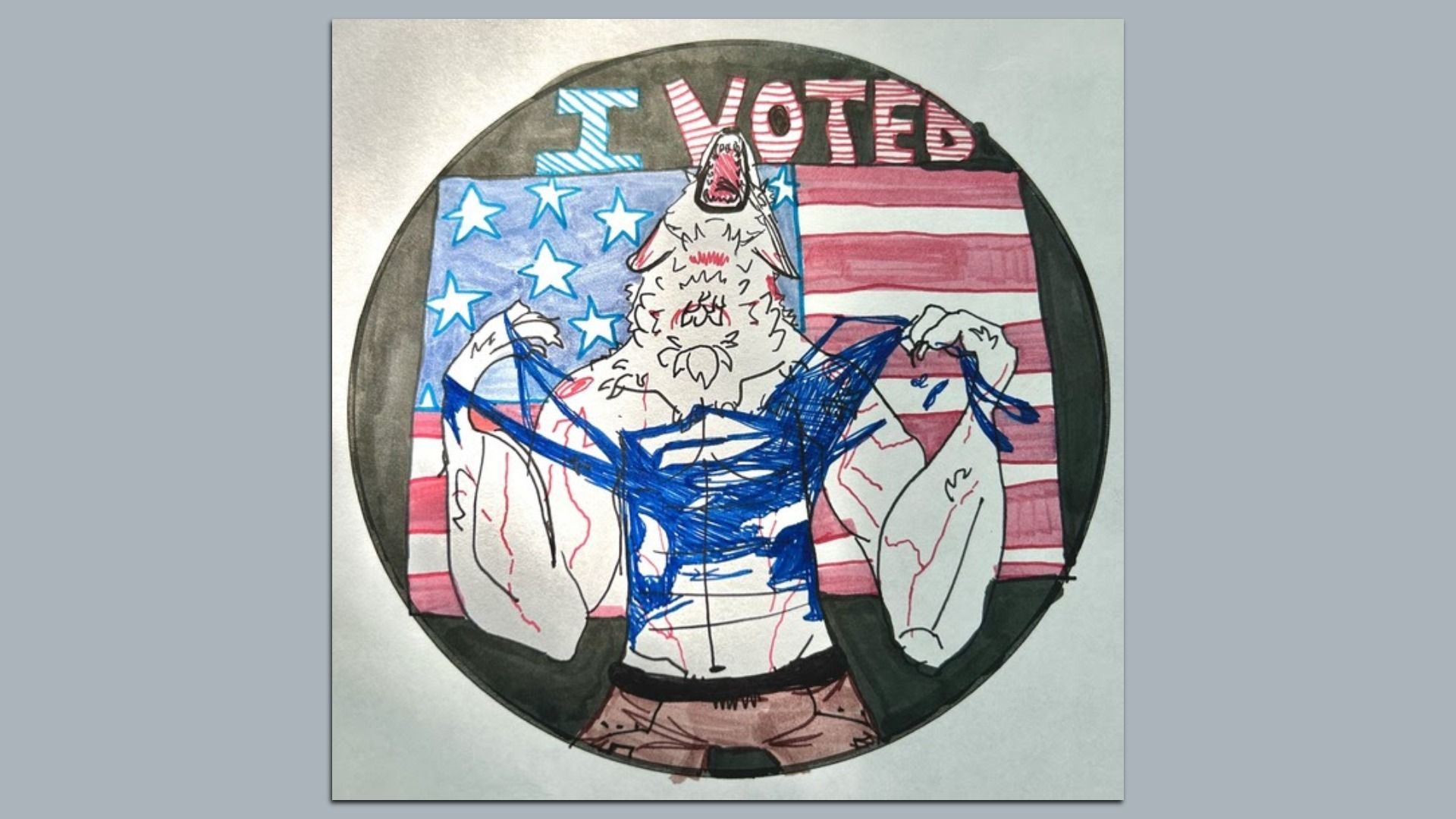 A winning sticker in Michigan's "I Voted" sticker contest in 2024. 