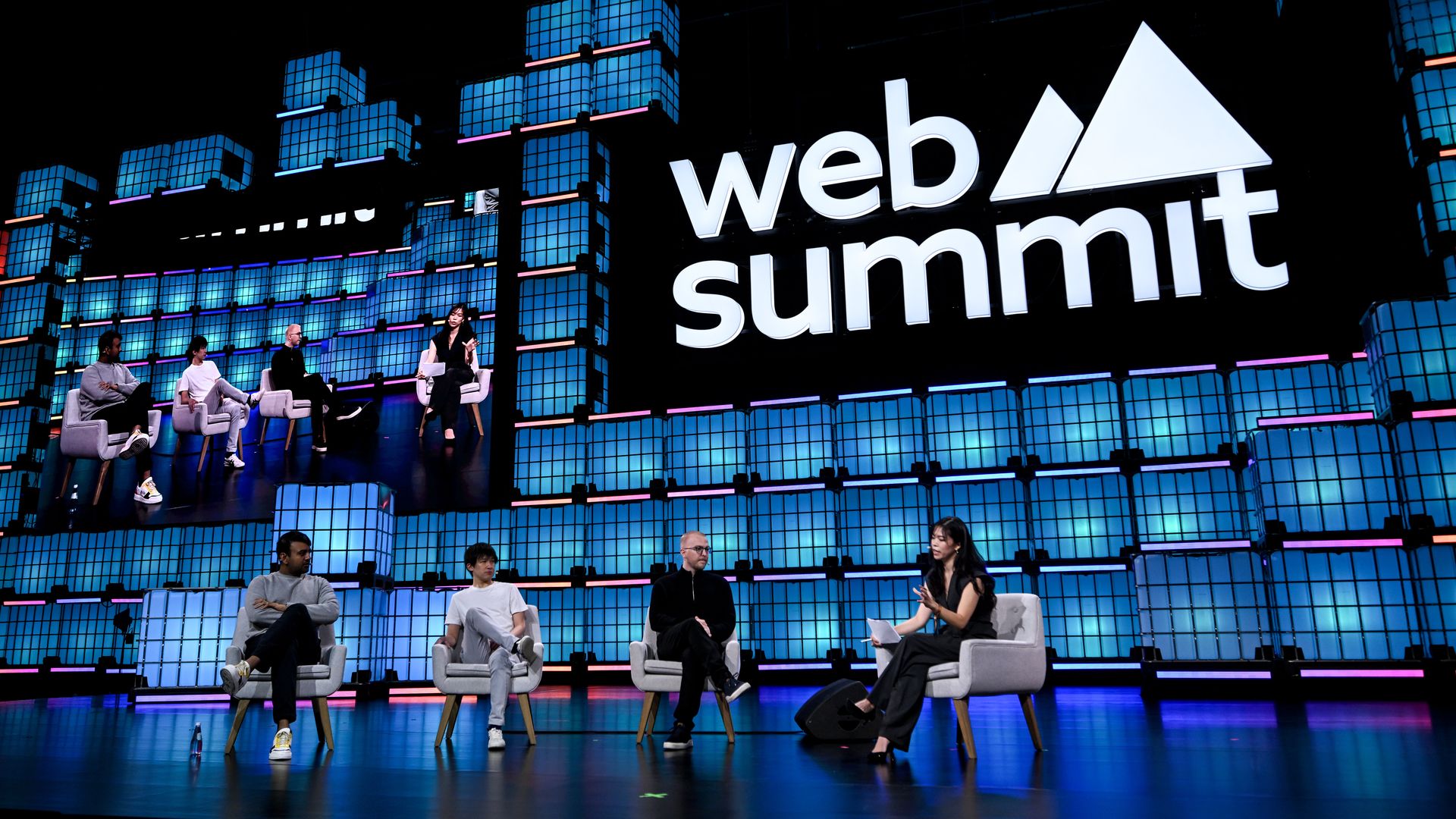 Varun Anand, Co-founder & COO, Clay; Dani Yogatama, Cofounder & CEO, Reka; Darrick Horton, Co-Founder & CEO, TensorWave; Lucinda Shen, Deals Reporter, Axios at Web Summit.
