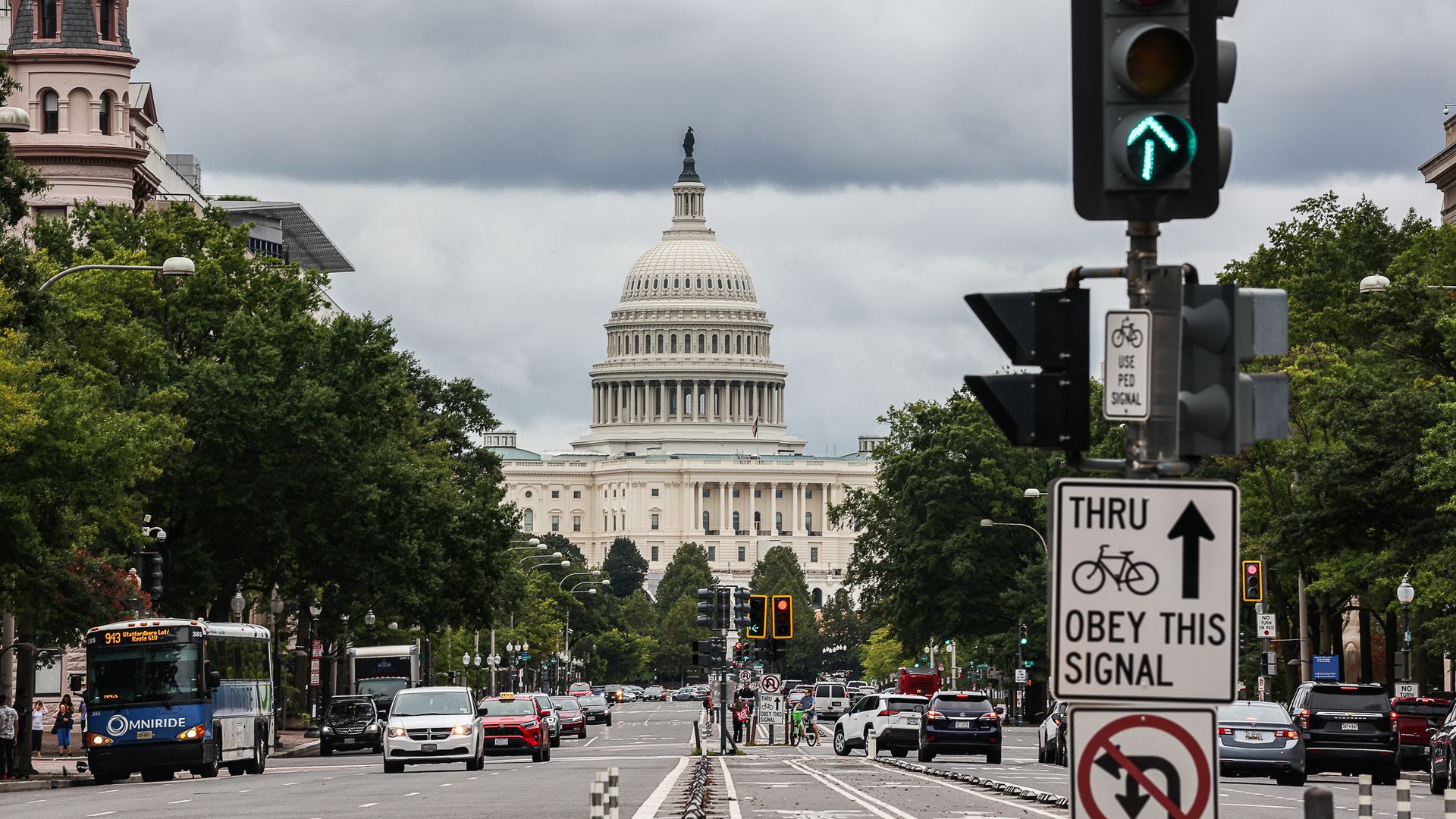 03 October 2024, USA, Washington: The dome of the US Capitol can be seen at the end of a street. Photo: Valerie Plesch/dpa (Photo by Valerie Plesch/picture alliance via Getty Images)
