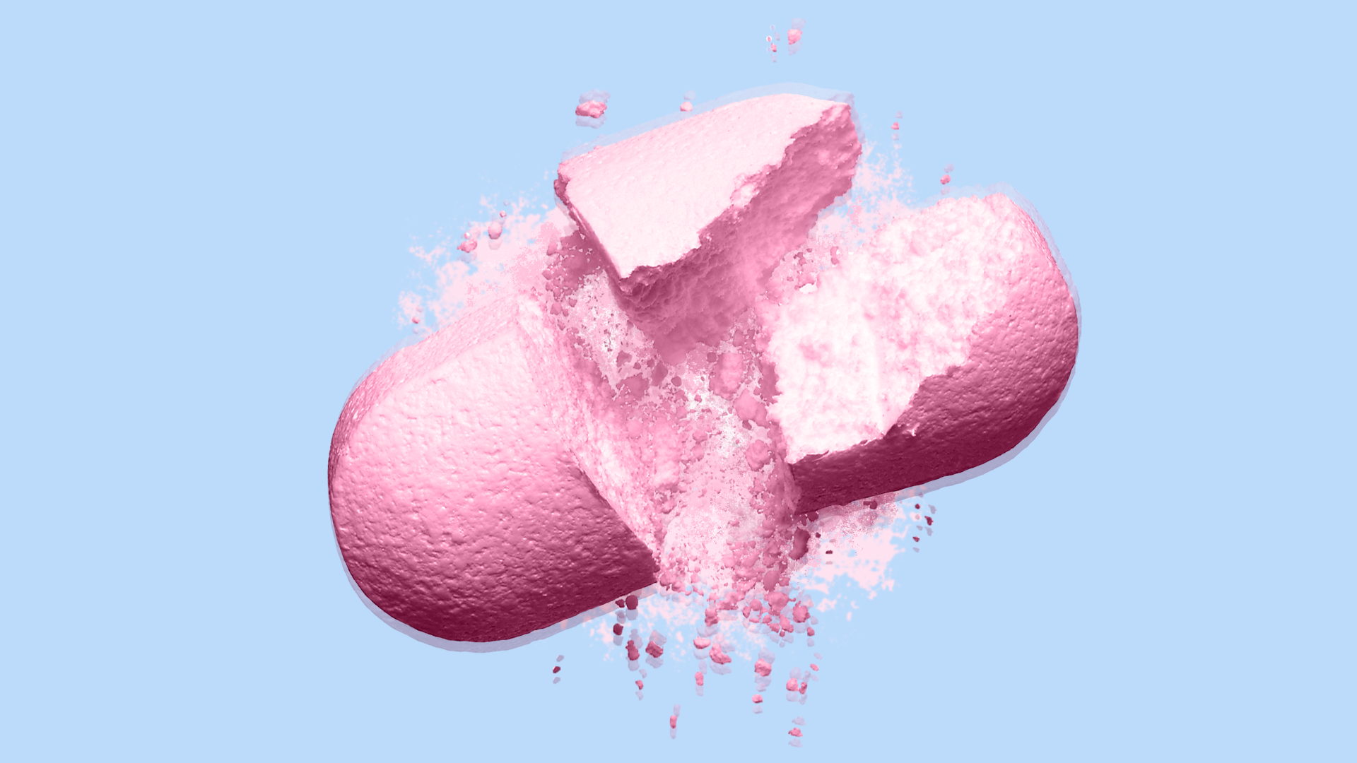 An illustration of a pill exploding.