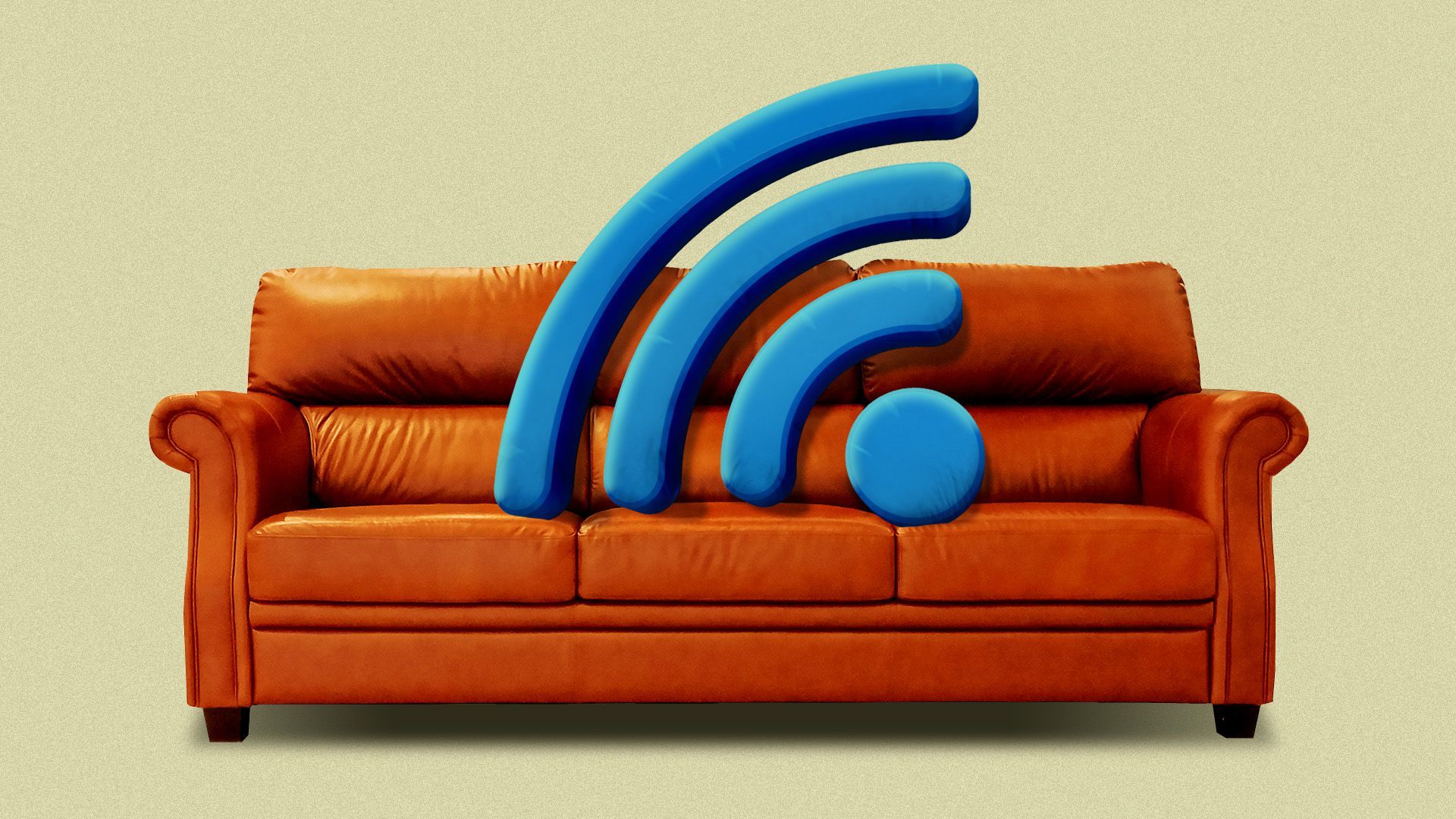 Illustration of a pillow on a couch in the shape of a wifi symbol
