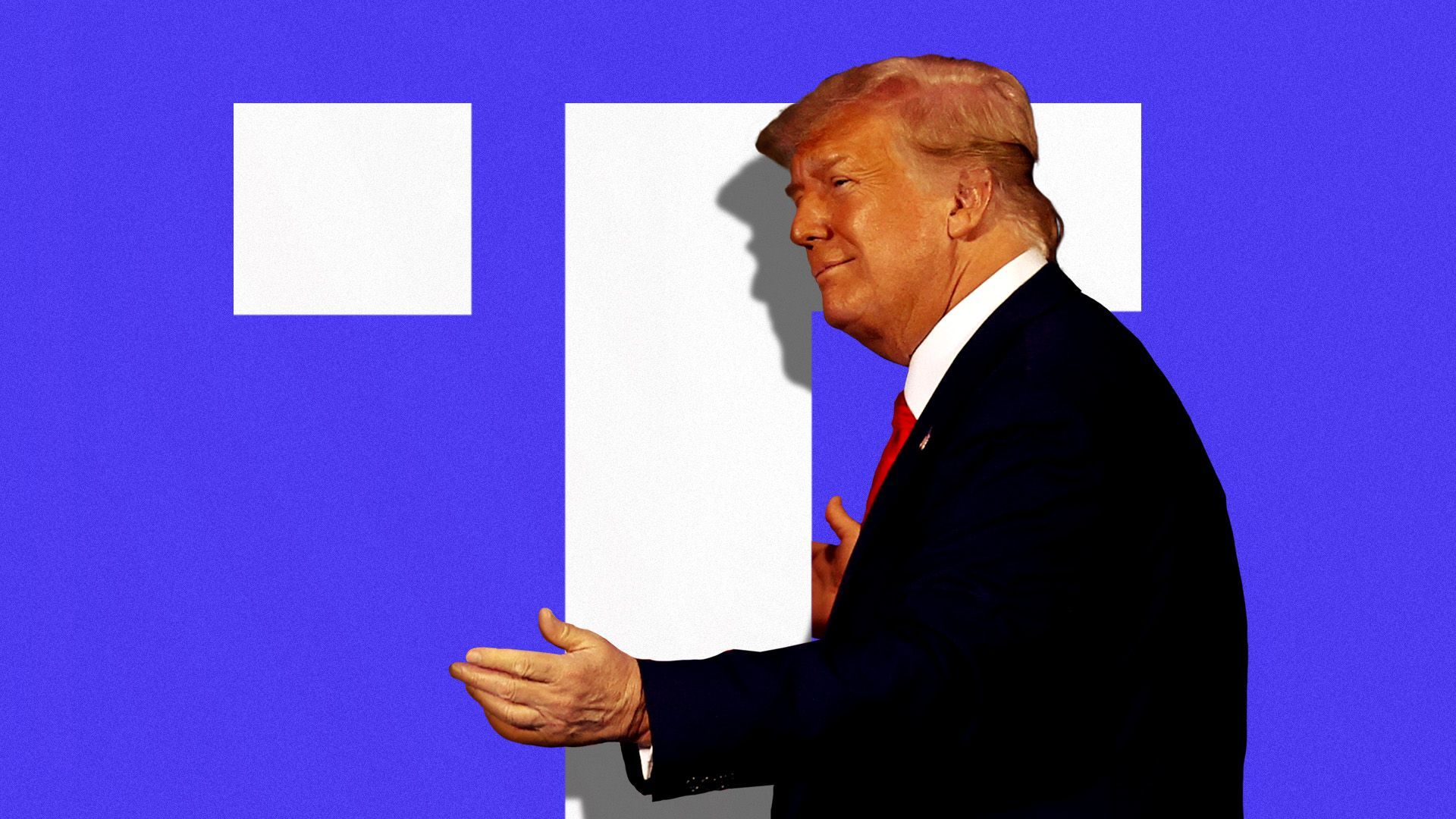 Photo illustration of Donald Trump embracing the Truth Social logo