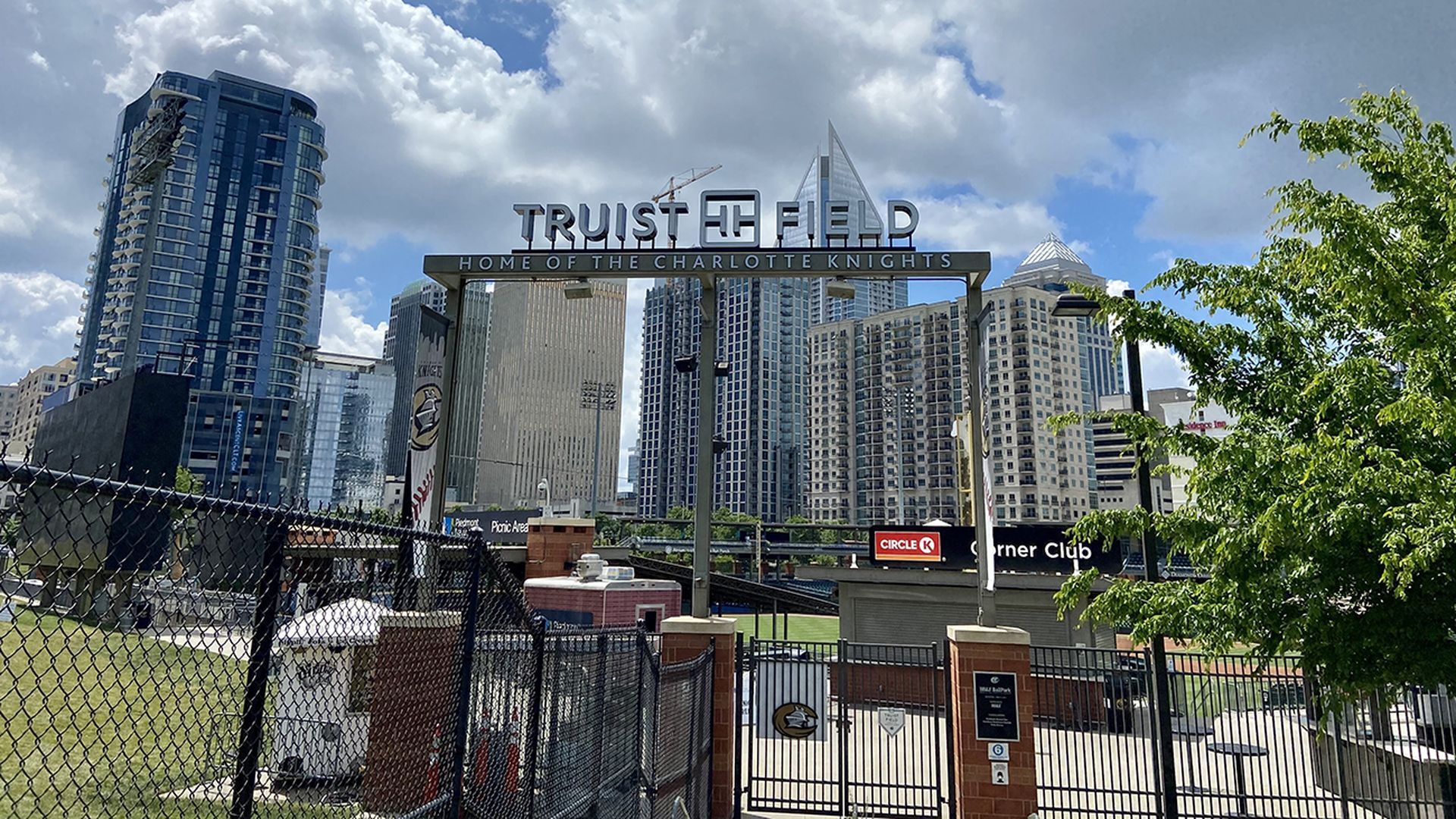 Truist Field entrance at the corner of Graham Street and 4th Street. Photo: Ashley Mahoney/Axios