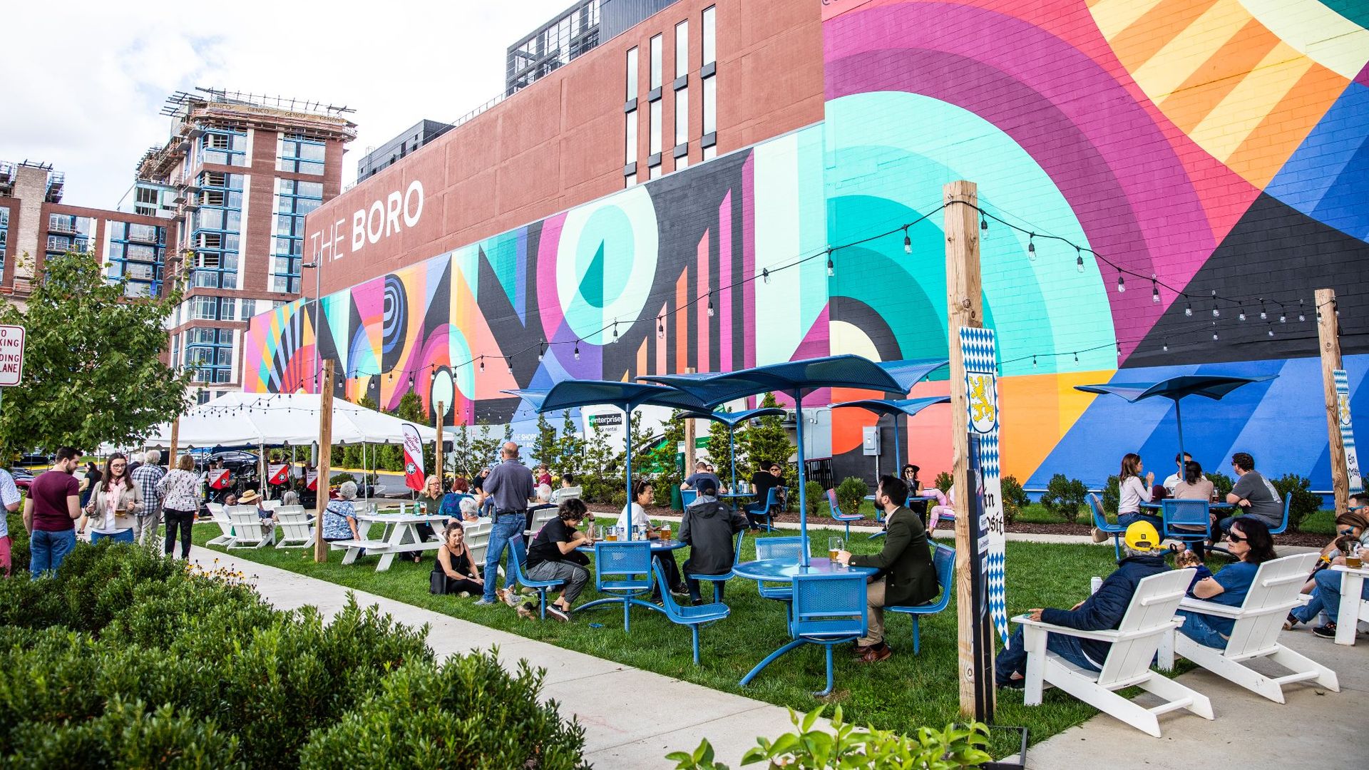 A garden outside The Boro in Tysons 