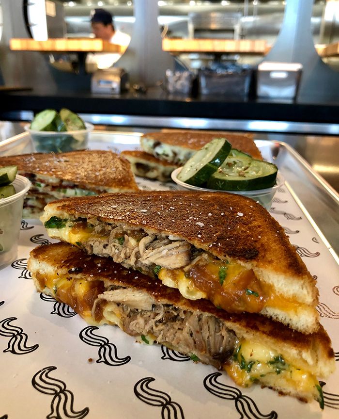 pork mushroom grilled cheese papi queso