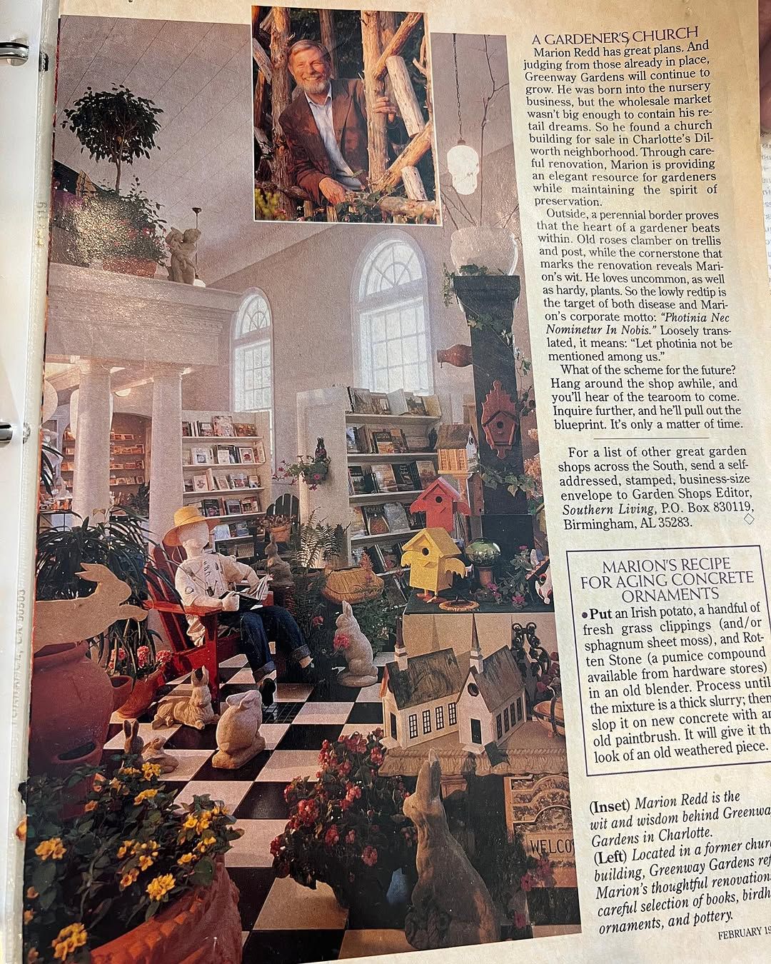 old newspaper clipping that features a Charlotte retail shop