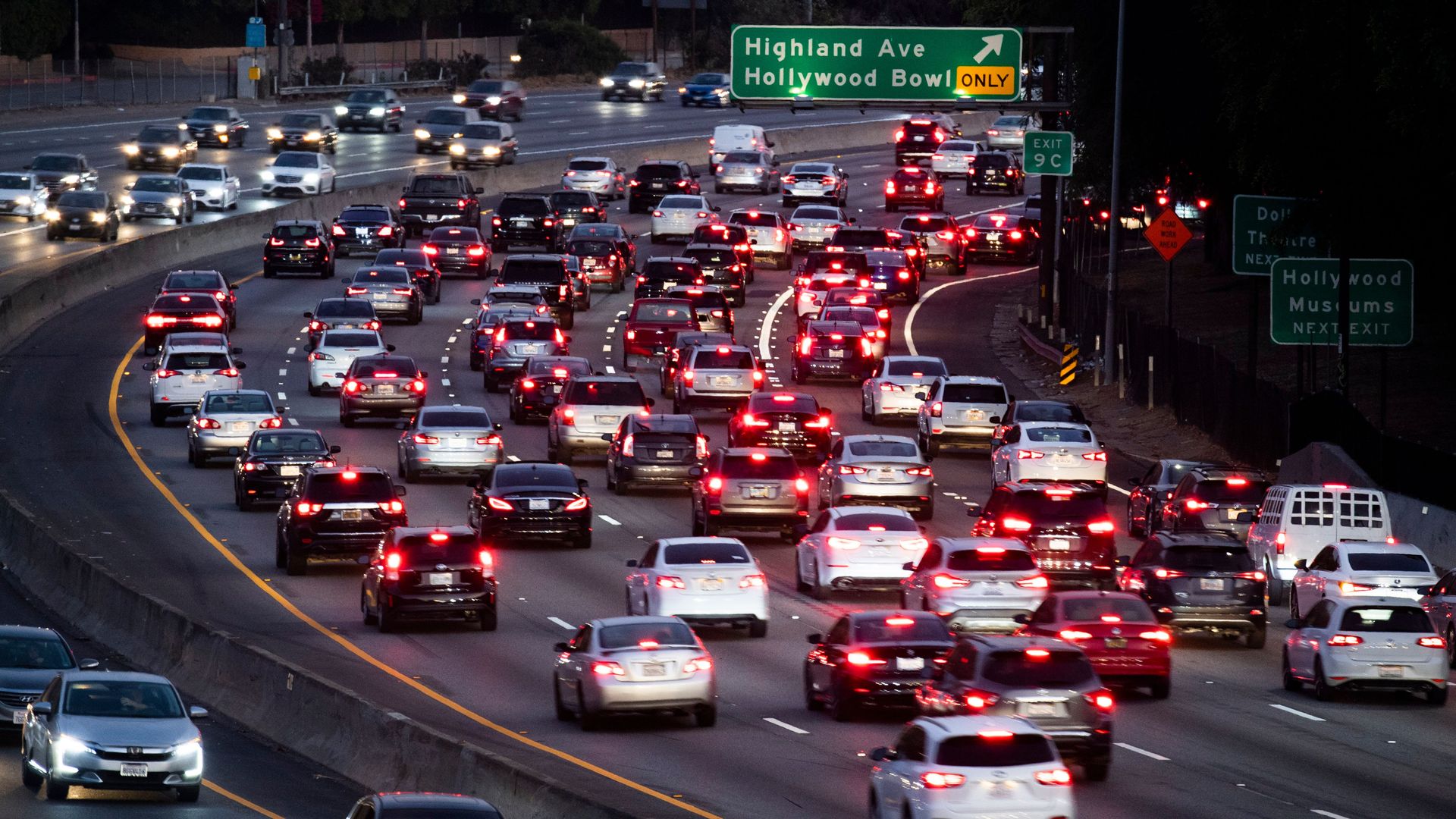 This image shows cars on a California freeway