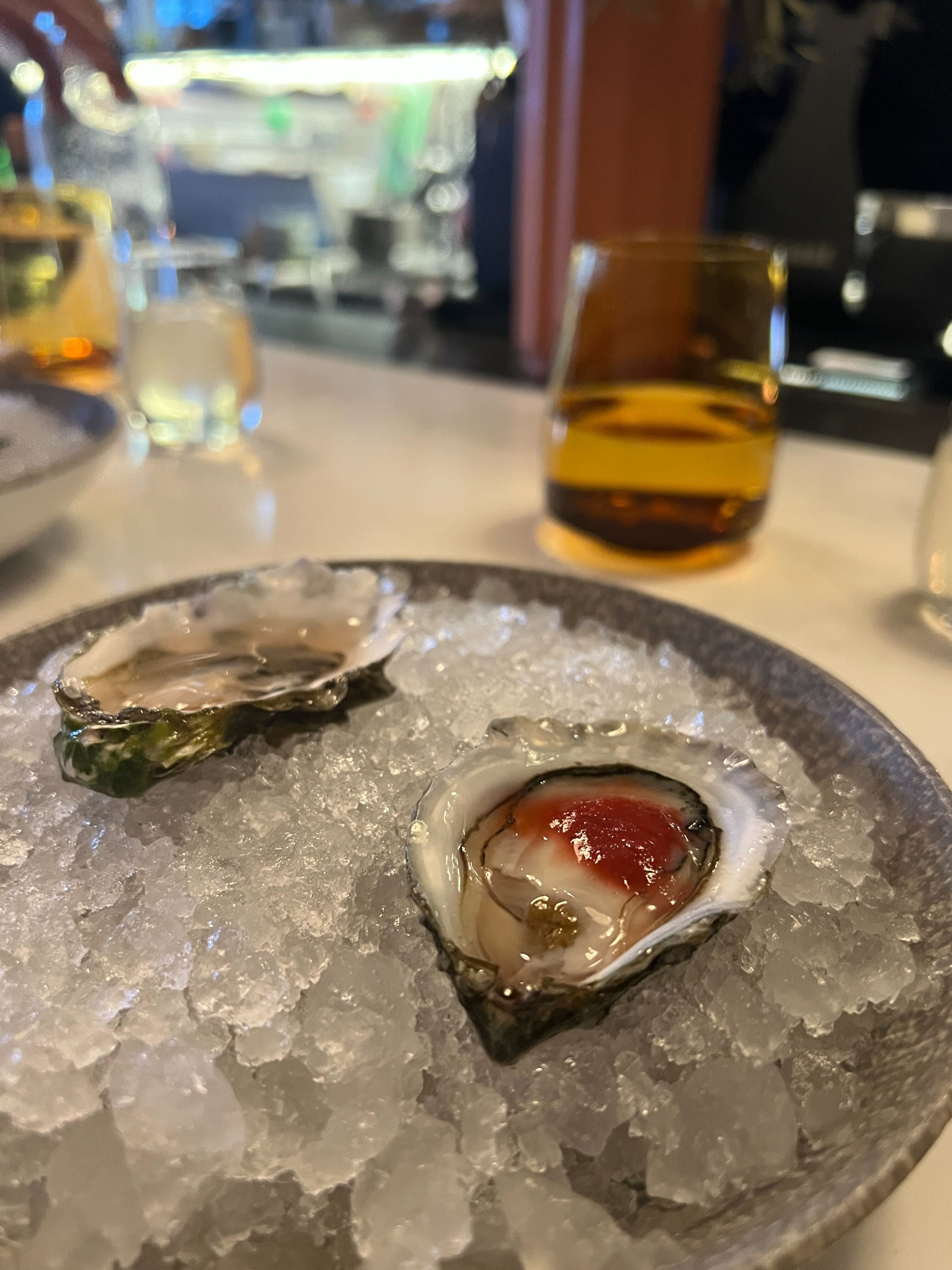 Mink’s duo oysters that come with the chef’s tasting menu