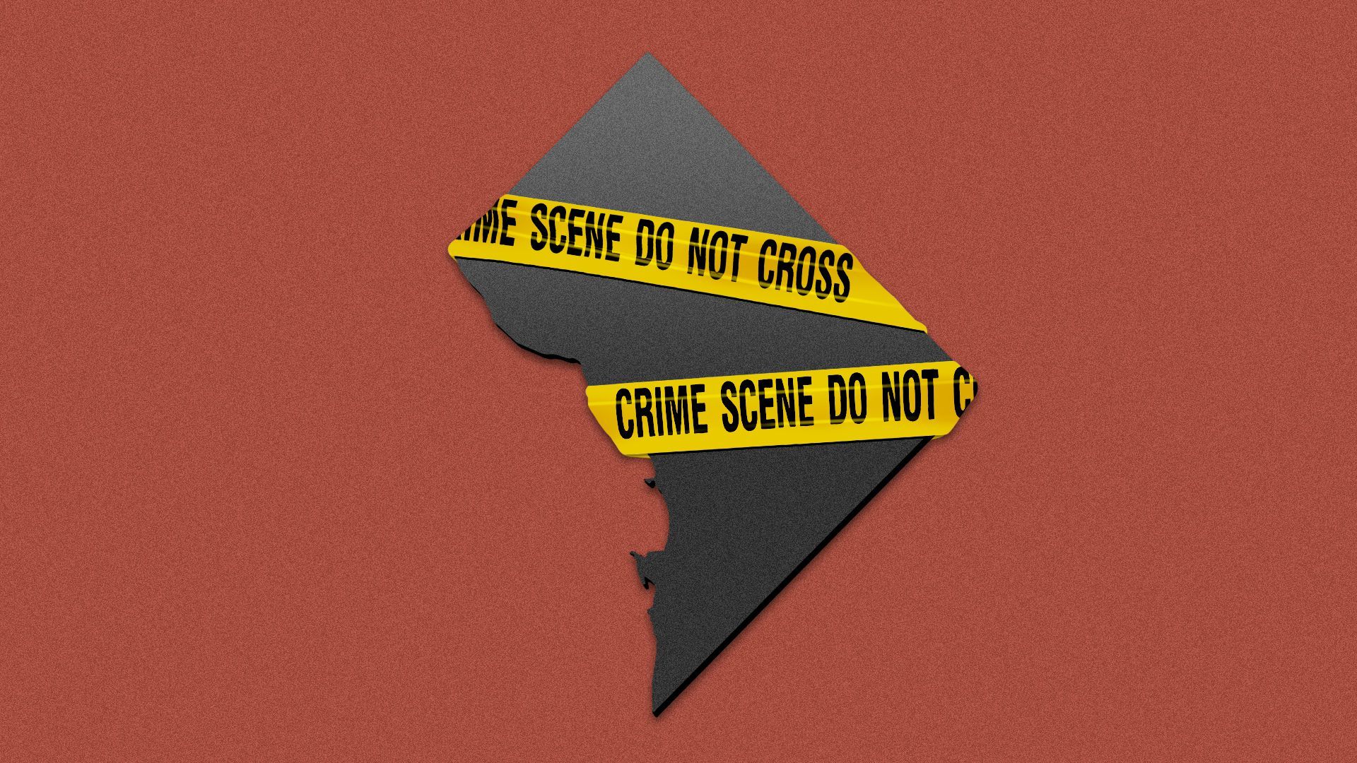 Illustration of the outline of Washington D.C. wrapped in crime scene tape.