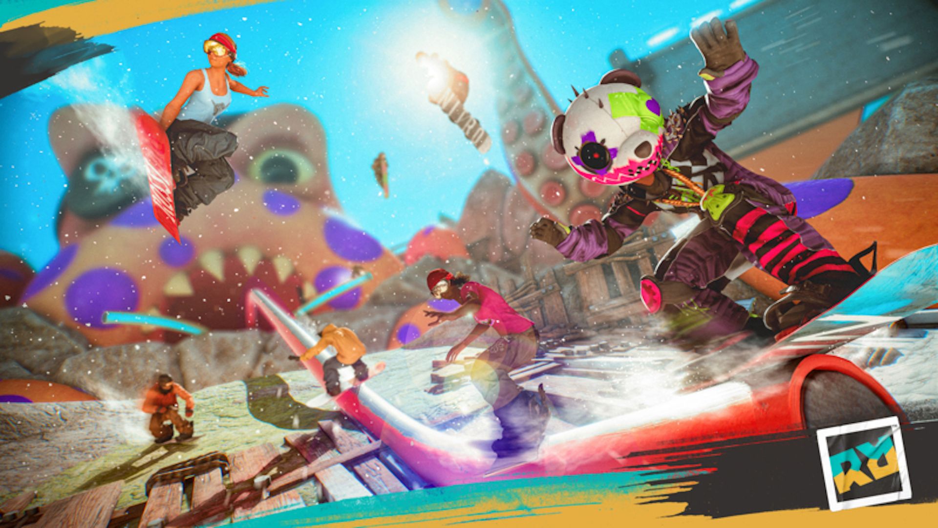 Image of human characters competing in extreme sports