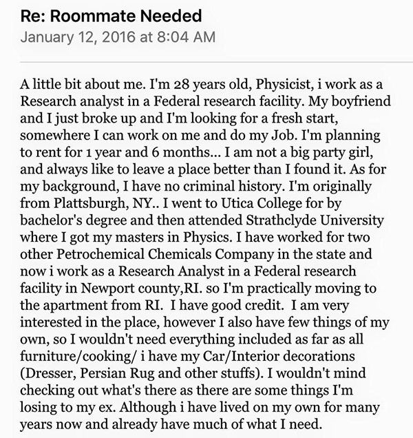craiglist roommate email