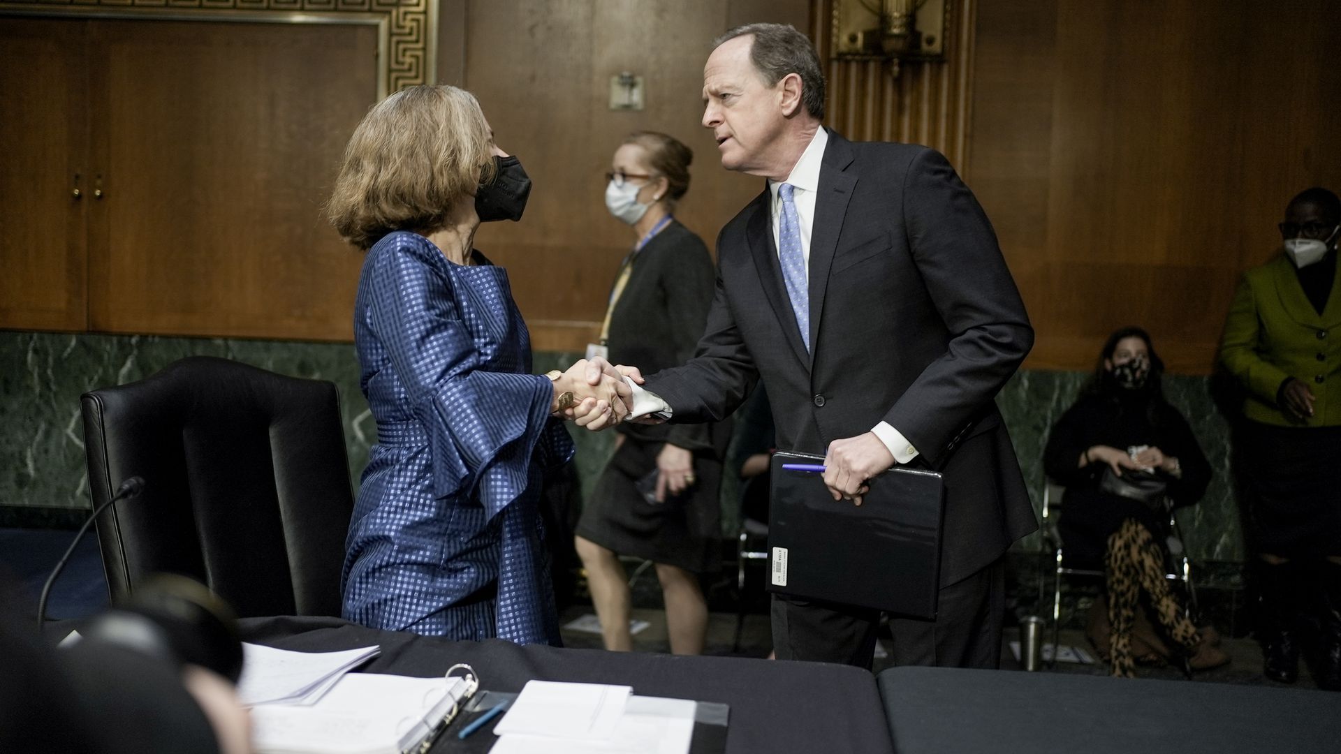 Sarah Bloom Raskin and Sen. Pat Toomey. Photo: Ken Cedeno-Pool/Getty Images