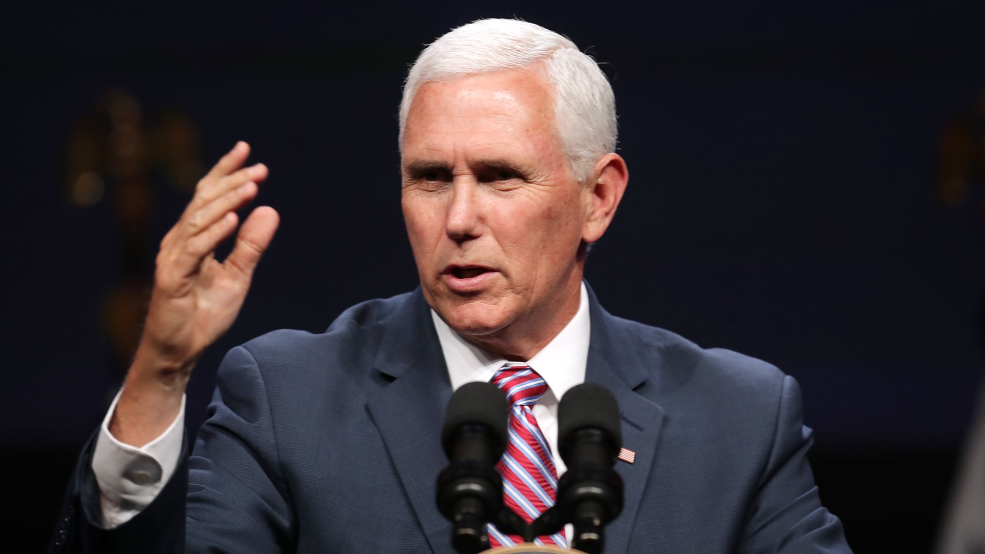 Vice President Mike Pence delivers a keynote address during Access Intelligence's Satellite 2019 Conference and Exhibition at the Walter E. Washington Convention Center in Washington, DC. 