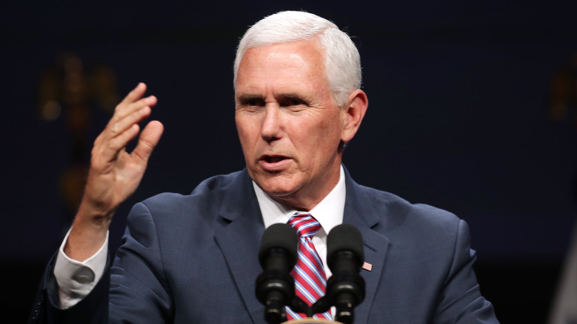 Vice President Mike Pence delivers a keynote address during Access Intelligence's Satellite 2019 Conference and Exhibition at the Walter E. Washington Convention Center in Washington, DC.