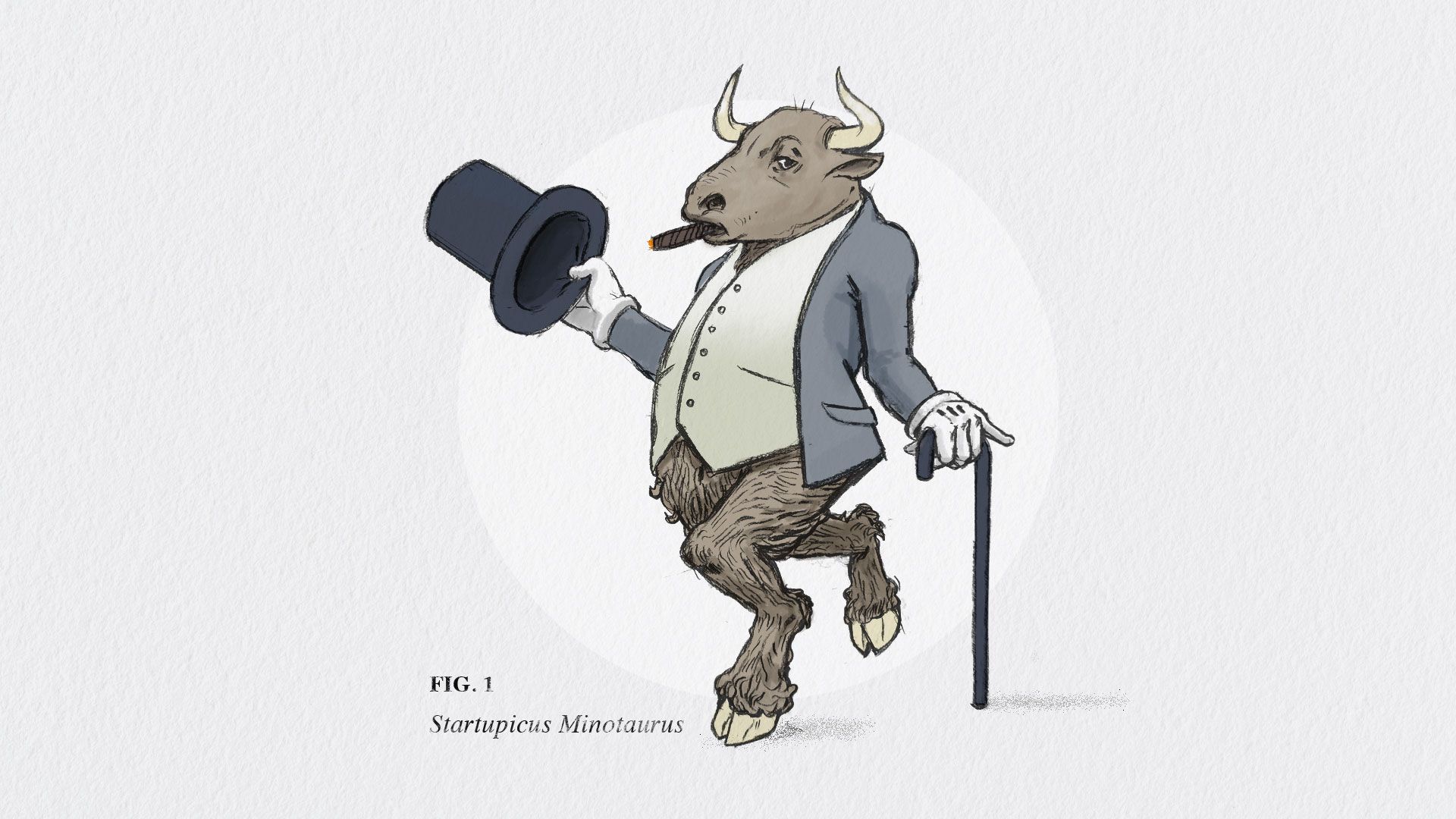 A fancy minotaur with a cane and top hat
