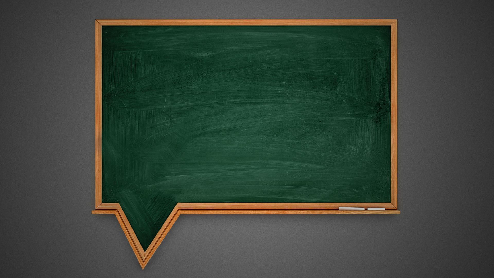 Illustration of a chalkboard in the shape of a speech bubble. 