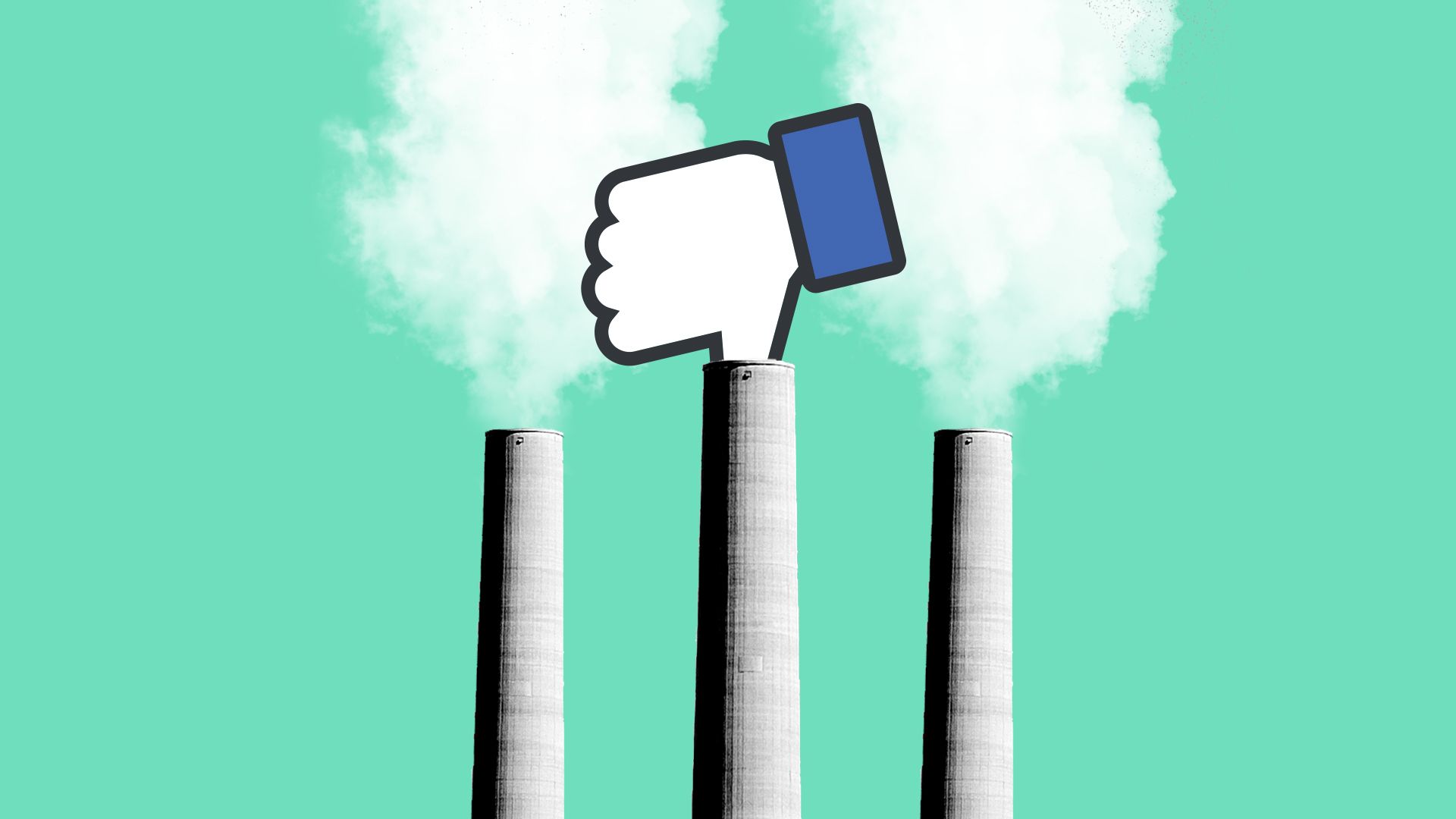Illustration for story on Facebook pledge to expand its renewable energy use