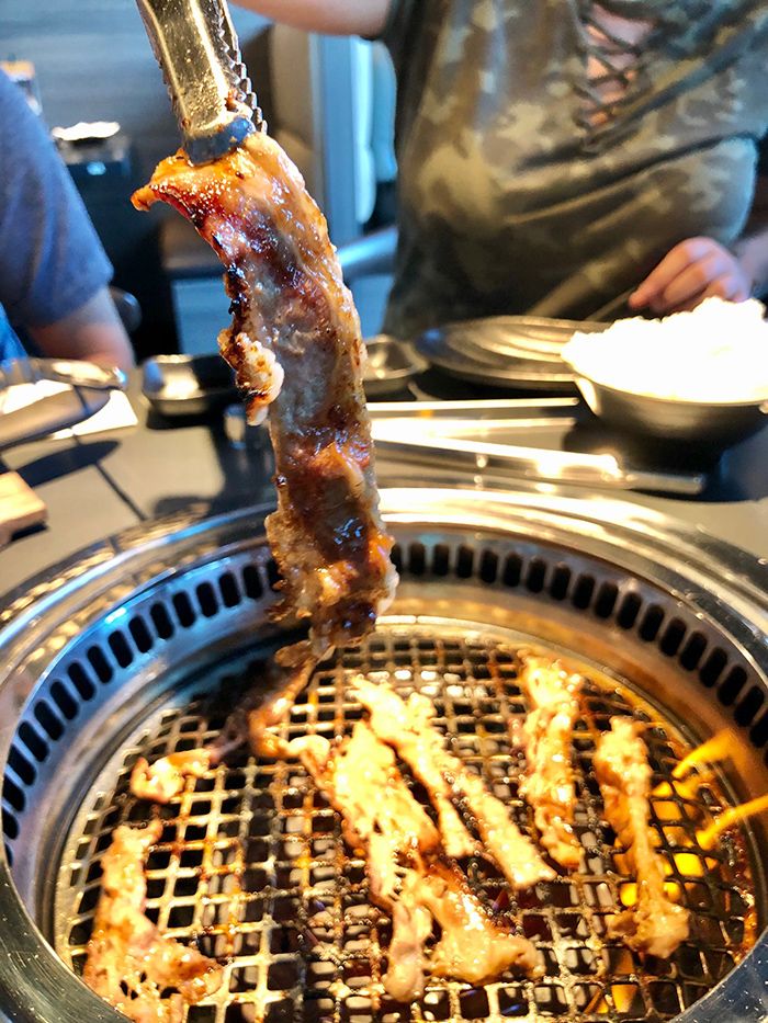 grilling meats at gyu kaku