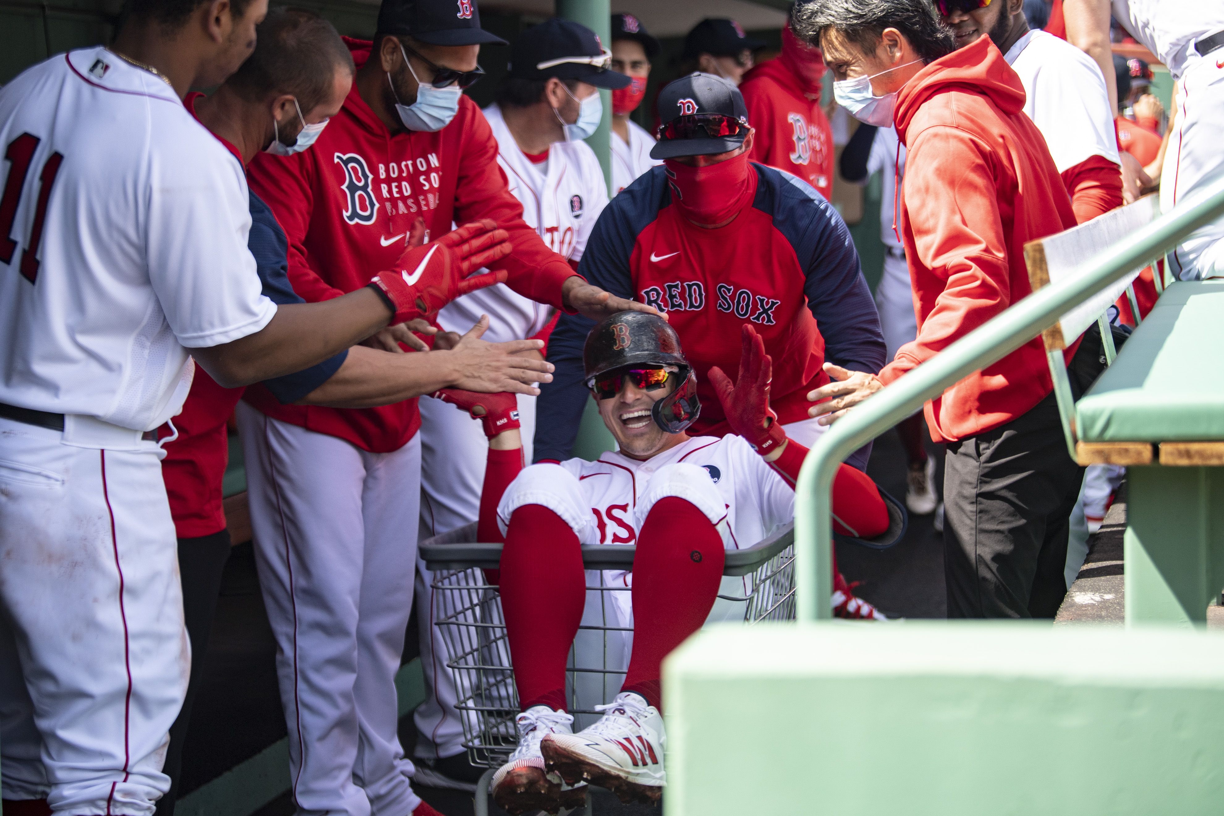 Red Sox in the dugout