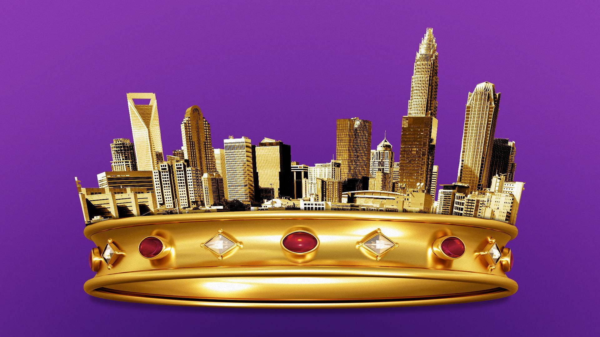 Illustration of the Charlotte skyline as the top of a crown.