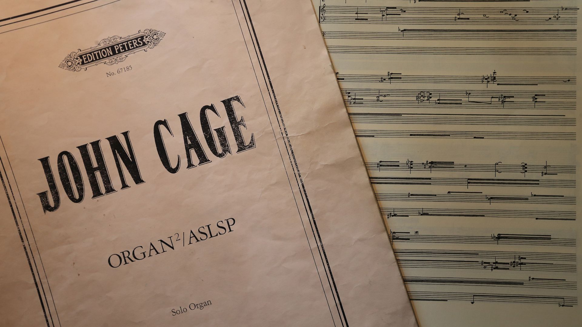 The music book at the organ in the church of St. Burchardi in Halberstadt, Germany.